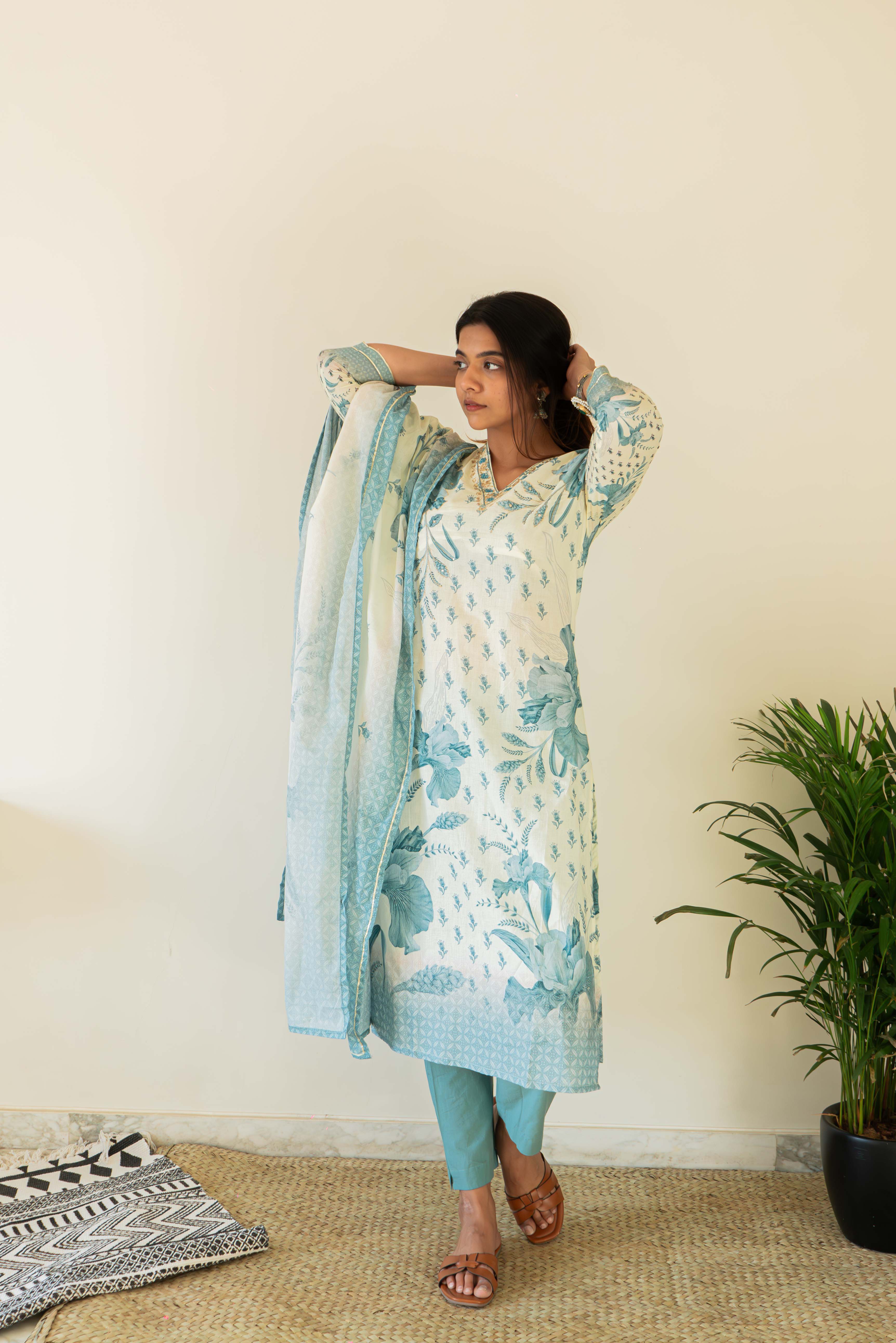 Summer Cotton Floral printed Straight Salwar Suit for Women
