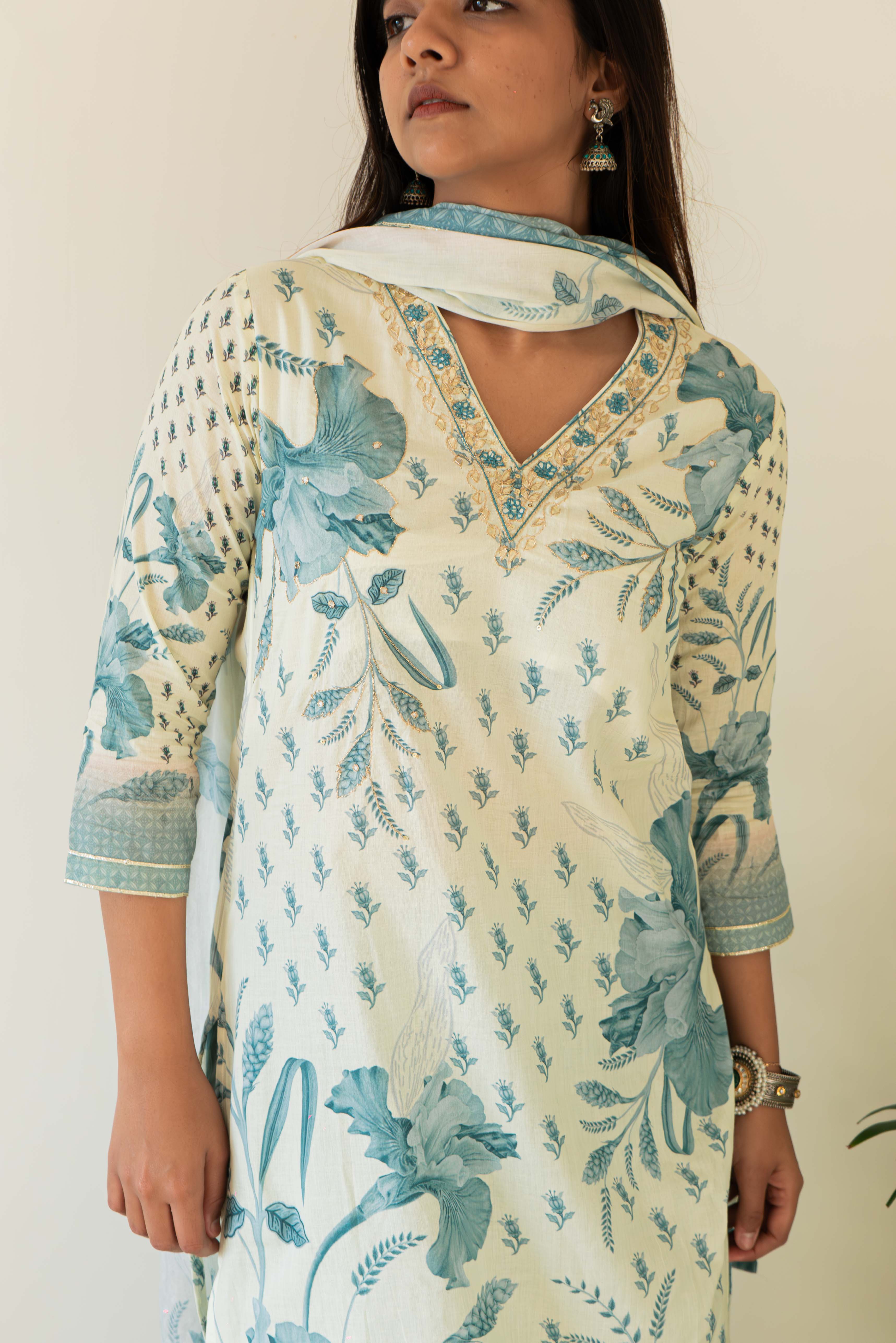 Summer Cotton Floral printed Straight Salwar Suit for Women