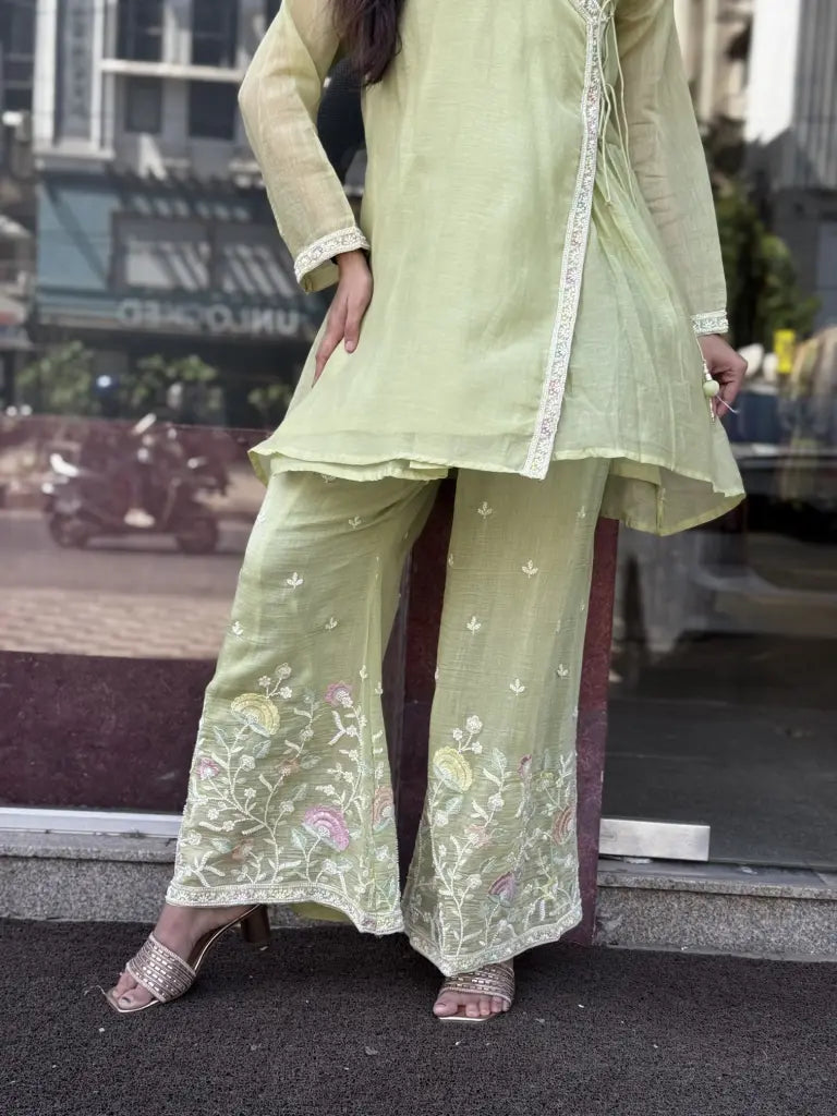 Detail view — Pista Green Mul Chanderi Co-Ord Set