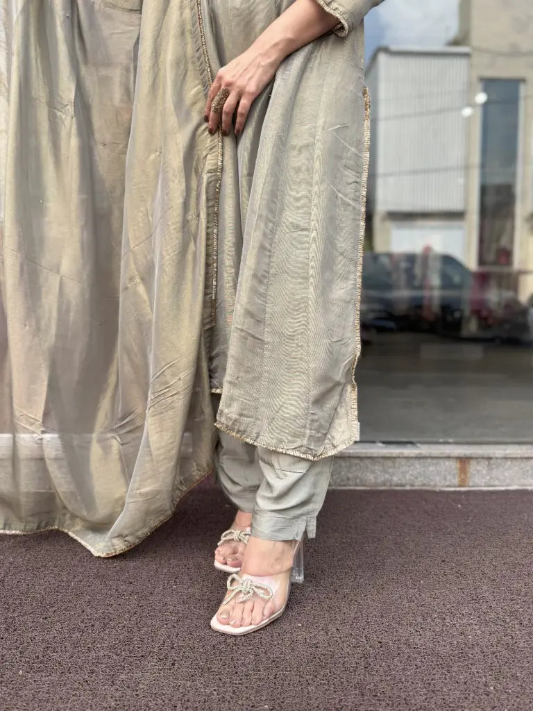 Complete ethnic look in dusty green kurta set — Dusty Green Kurta Set