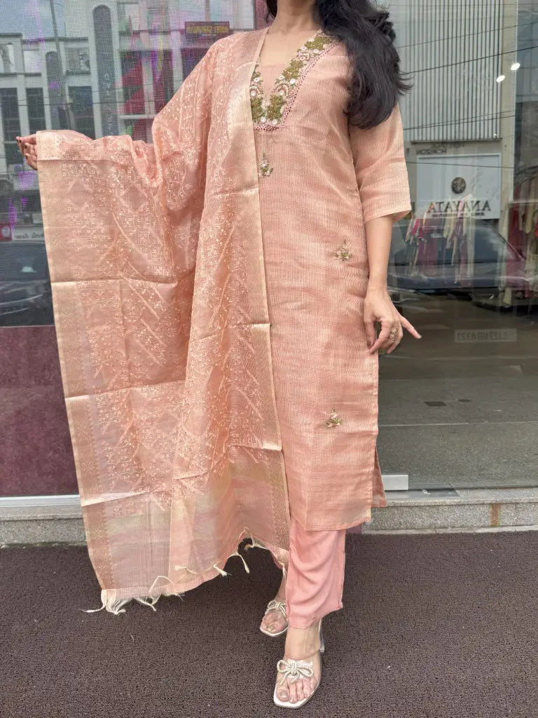 Fabric and fall detail in onion kurta set — Onion Kurta Set