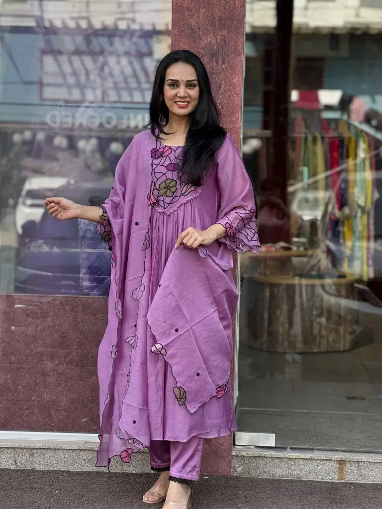 Soft Mul Chanderi Kurta Set for Women | Ethonique