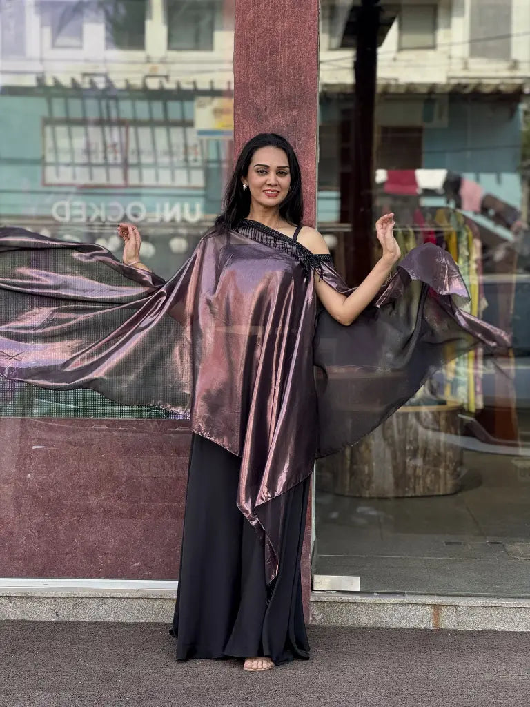 Violet Organza Kaftan Set for Women | Ethonique