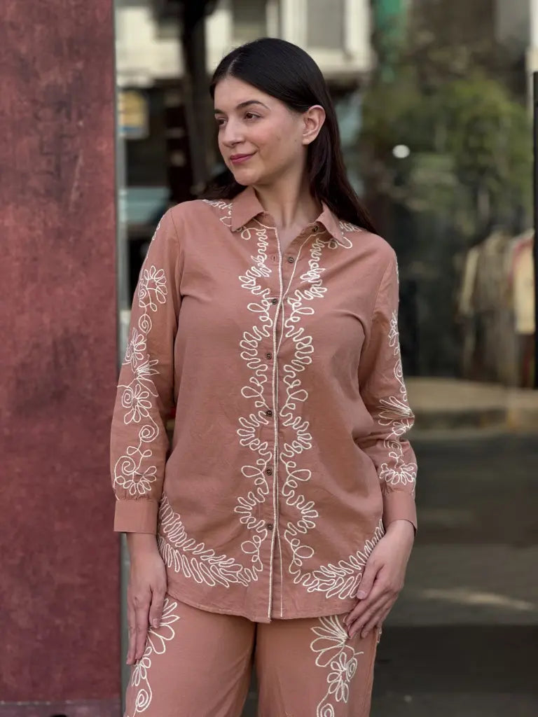 Front styling view of peach co-ord set — Peach Co-ord Set