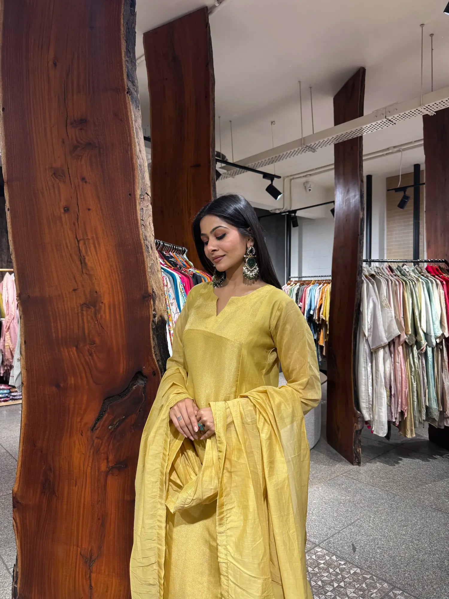 Teal Blue Mul Chanderi Kurta Set for Women | Ethonique