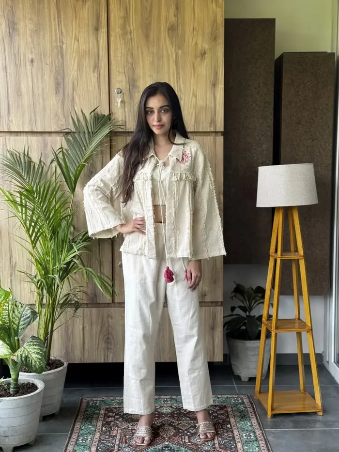 Off White Linen Co-Ord Set for Women