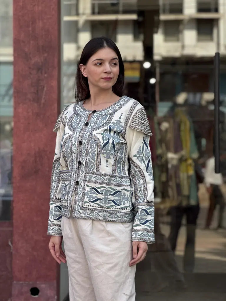 Front styling view of white jacket — White Jacket