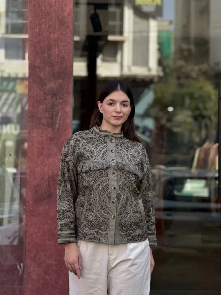 Front styling view of mehendi jacket — Mehendi Jacket