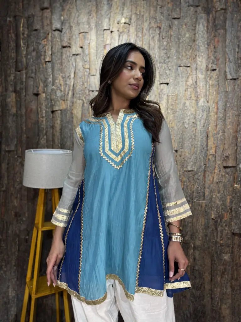 Front styling view of sky blue kurta set — Sky Blue Kurta Set