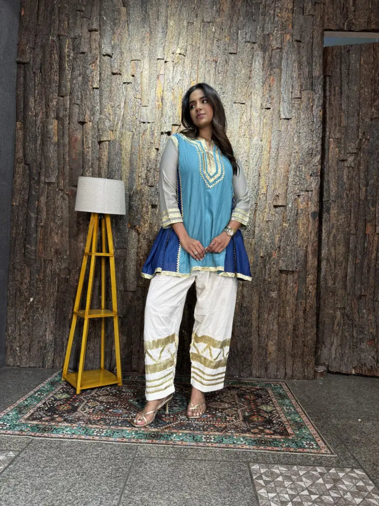 Complete ethnic look in sky blue kurta set — Sky Blue Kurta Set