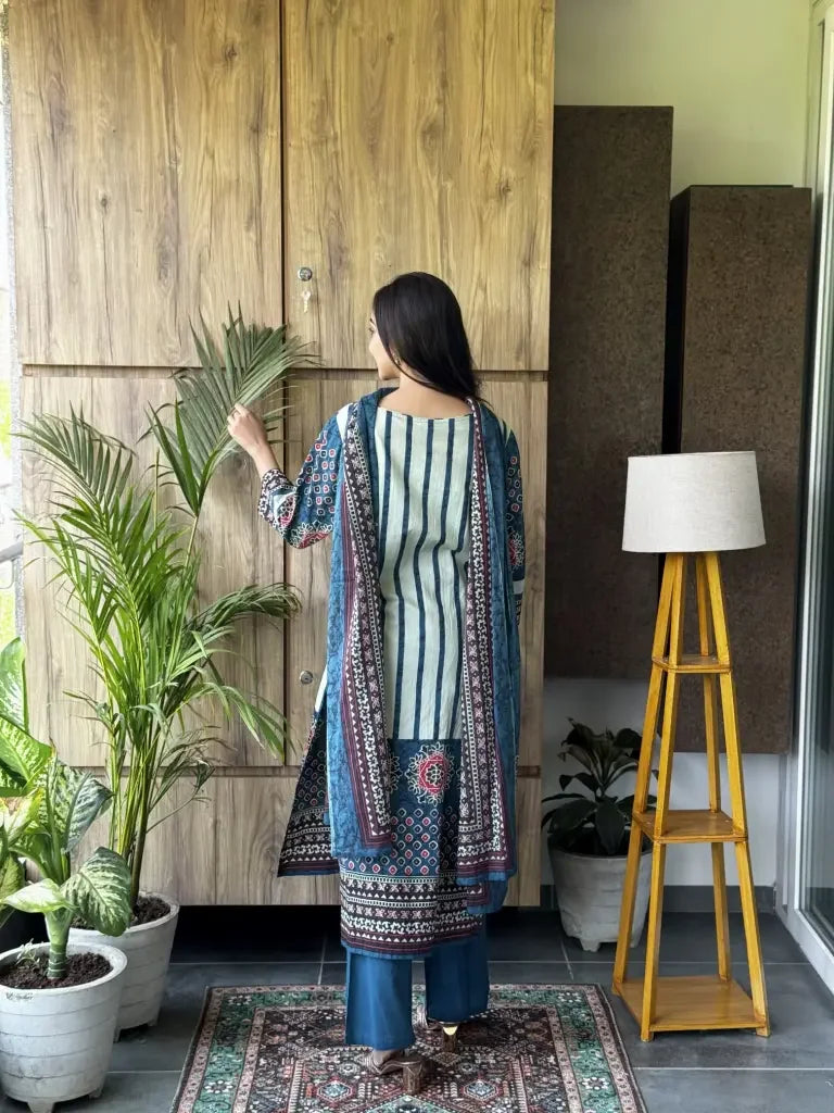 Detail view — Indigo Cotton Kurta Set