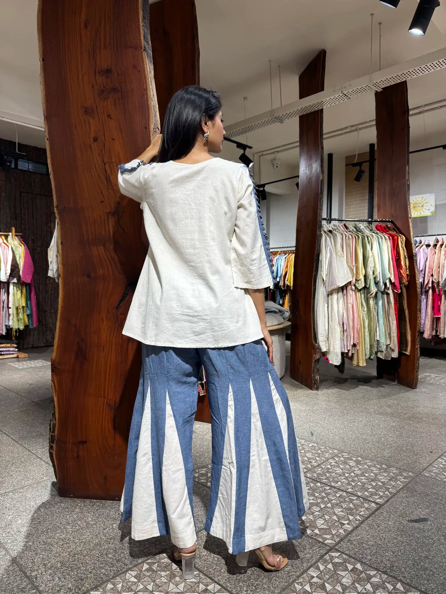 Detail view — White Cotton Plazo Co-Ord Set