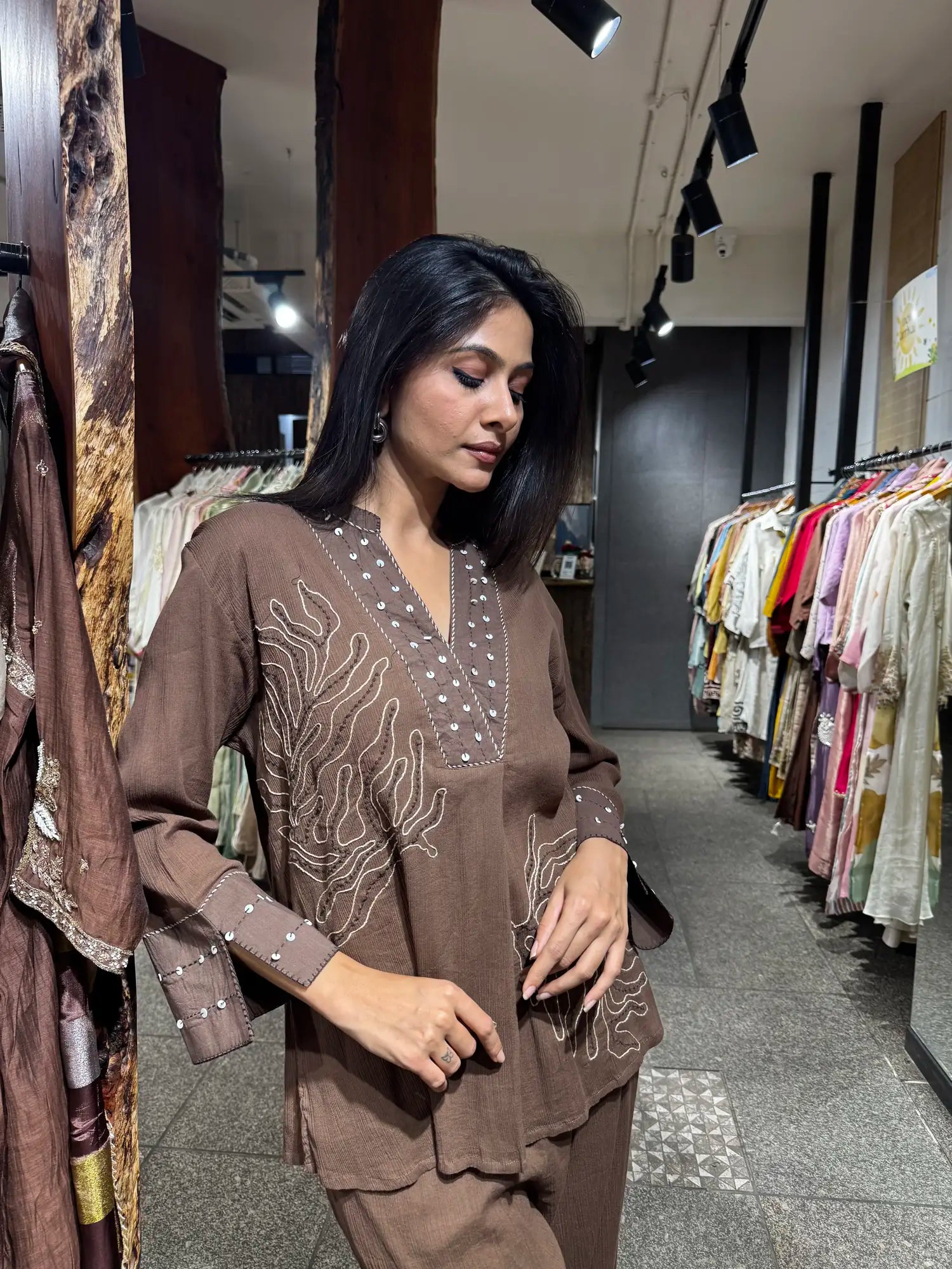 Detail view — Brown Cotton Co-Ord Set