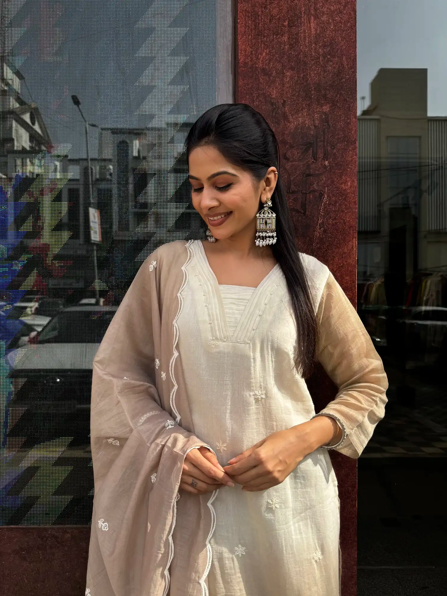 Side view — Ombre Mul Chanderi Kurta Set