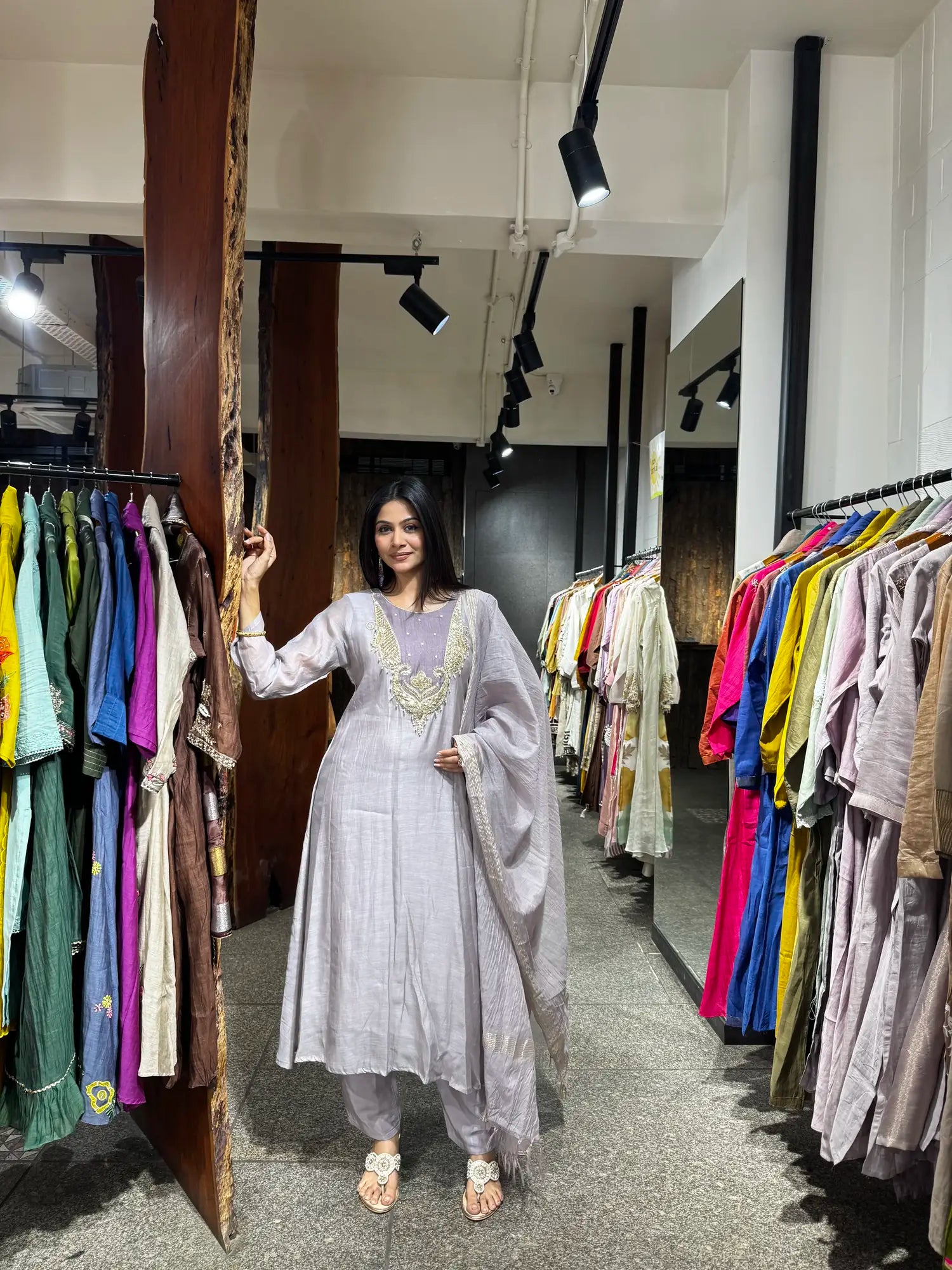 Pista Green Mul Chanderi Kurta Set for Women | Ethonique