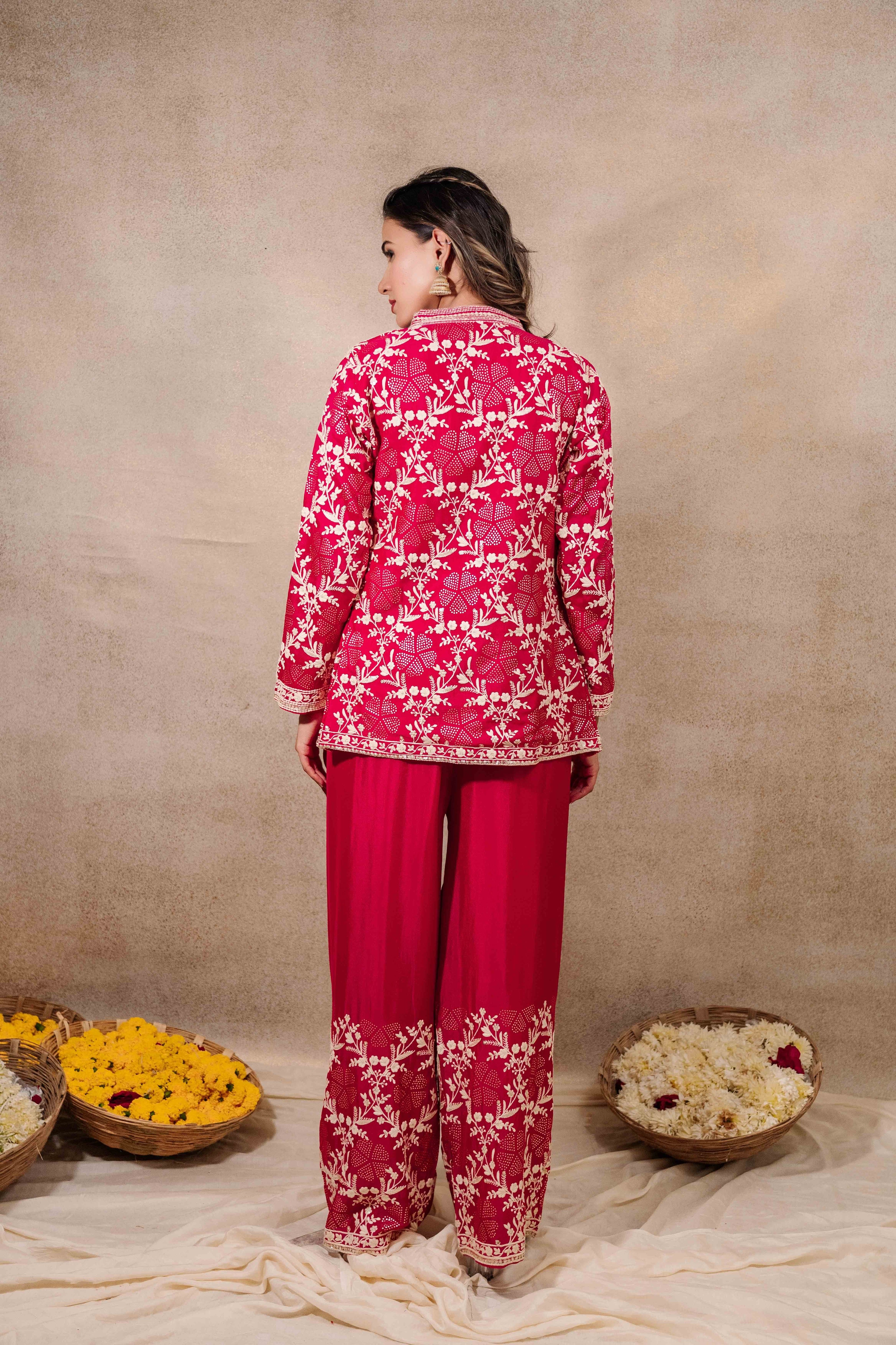 Gajari Work Fabric Jacket set Indo-Western for Women