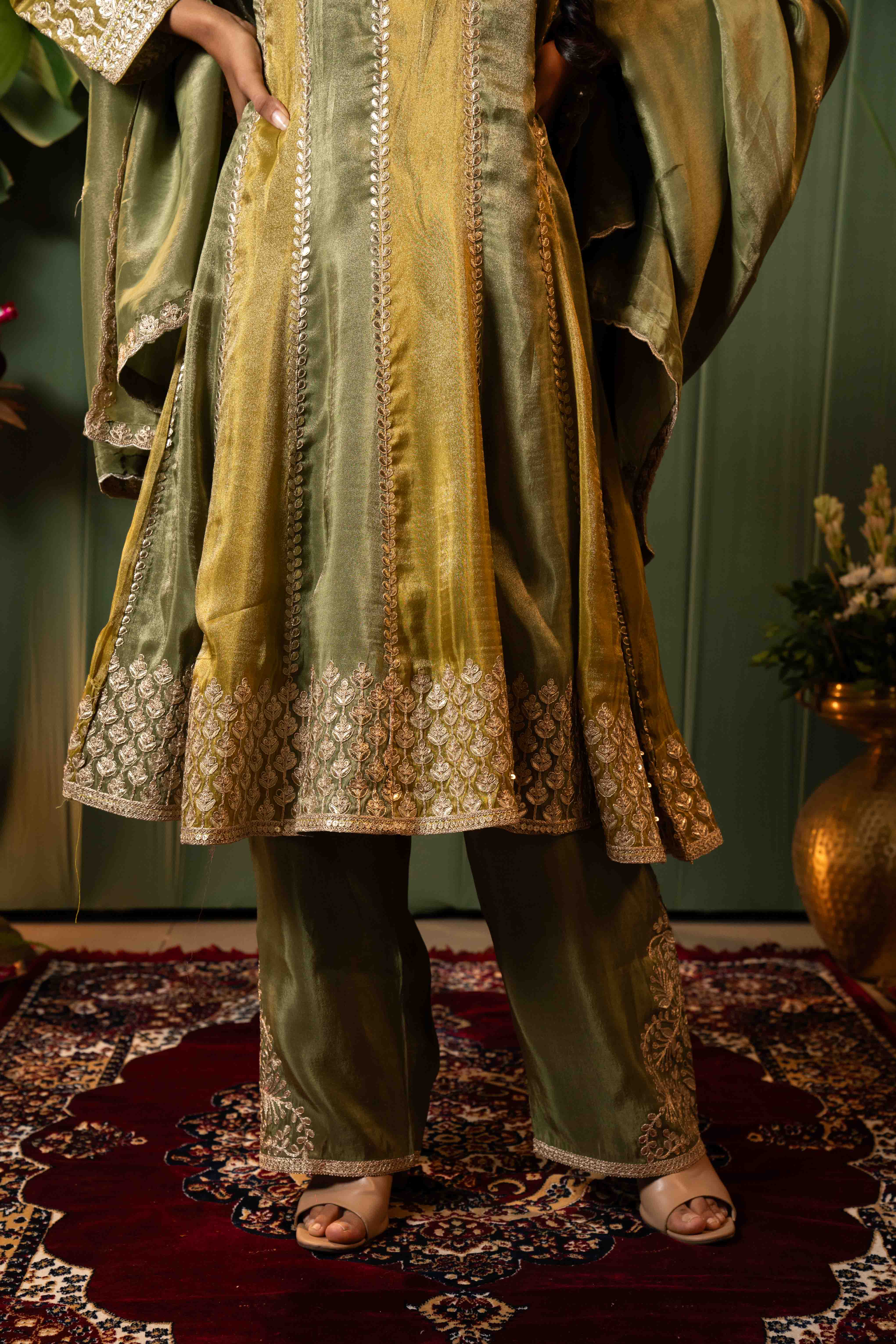 Green Anarkali Suit Indo Western for Women