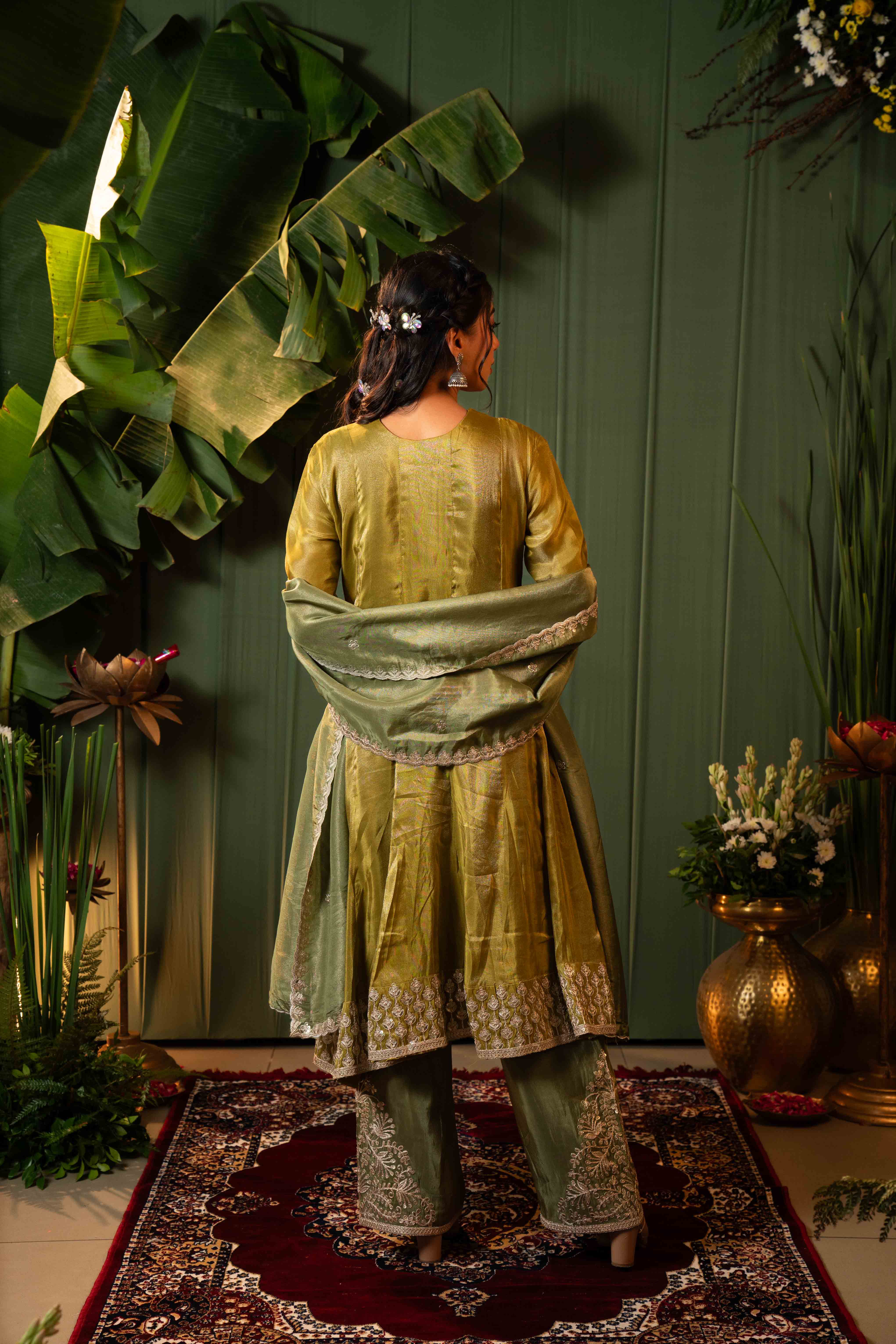 Green Anarkali Suit Indo Western for Women