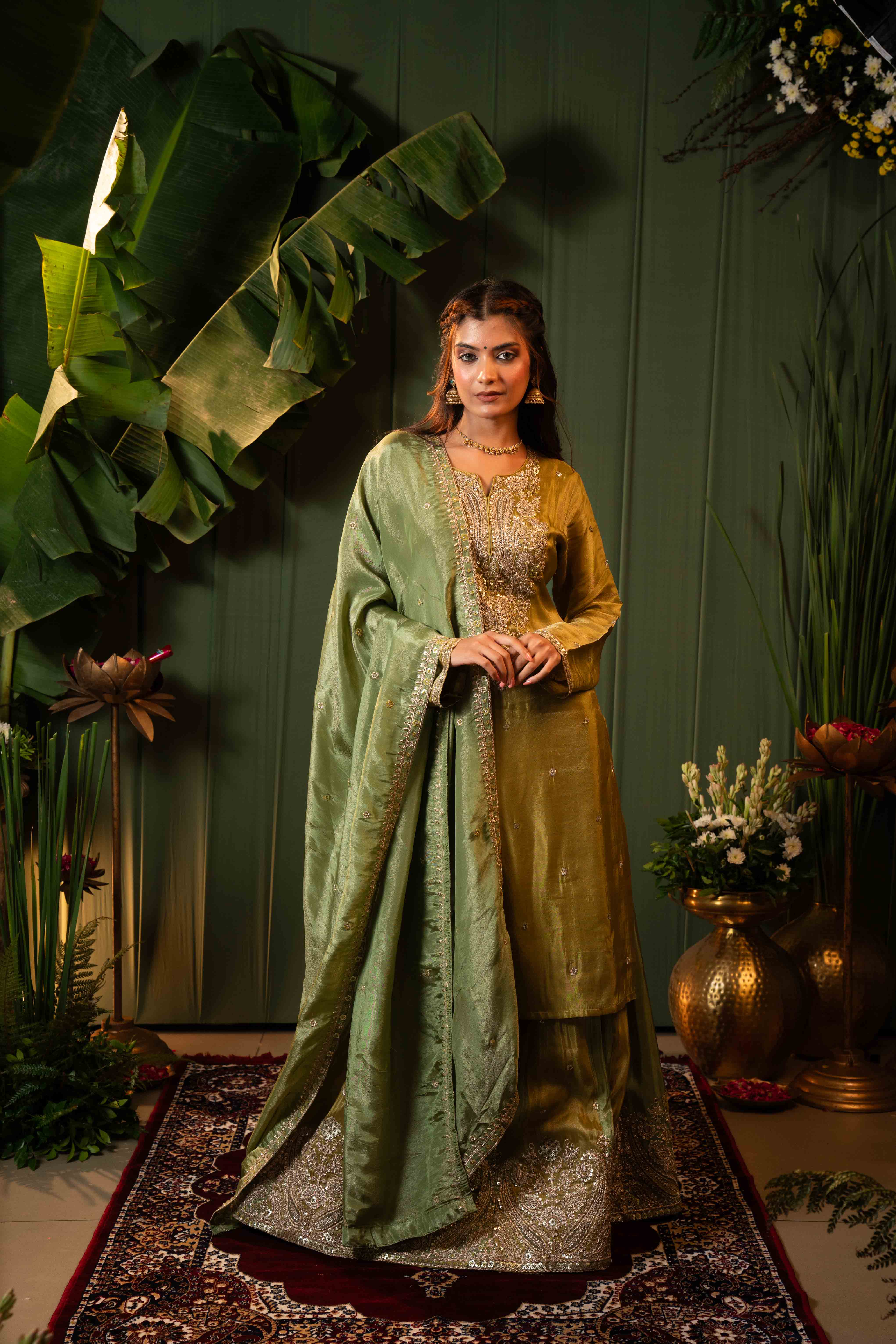 Green Wedding Wear Indo Westrn For Women