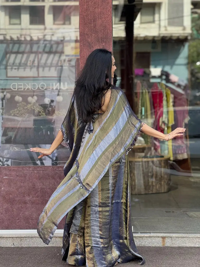 Complete ethnic look in navy blue indo western dress — Navy Blue Indo Western Dress