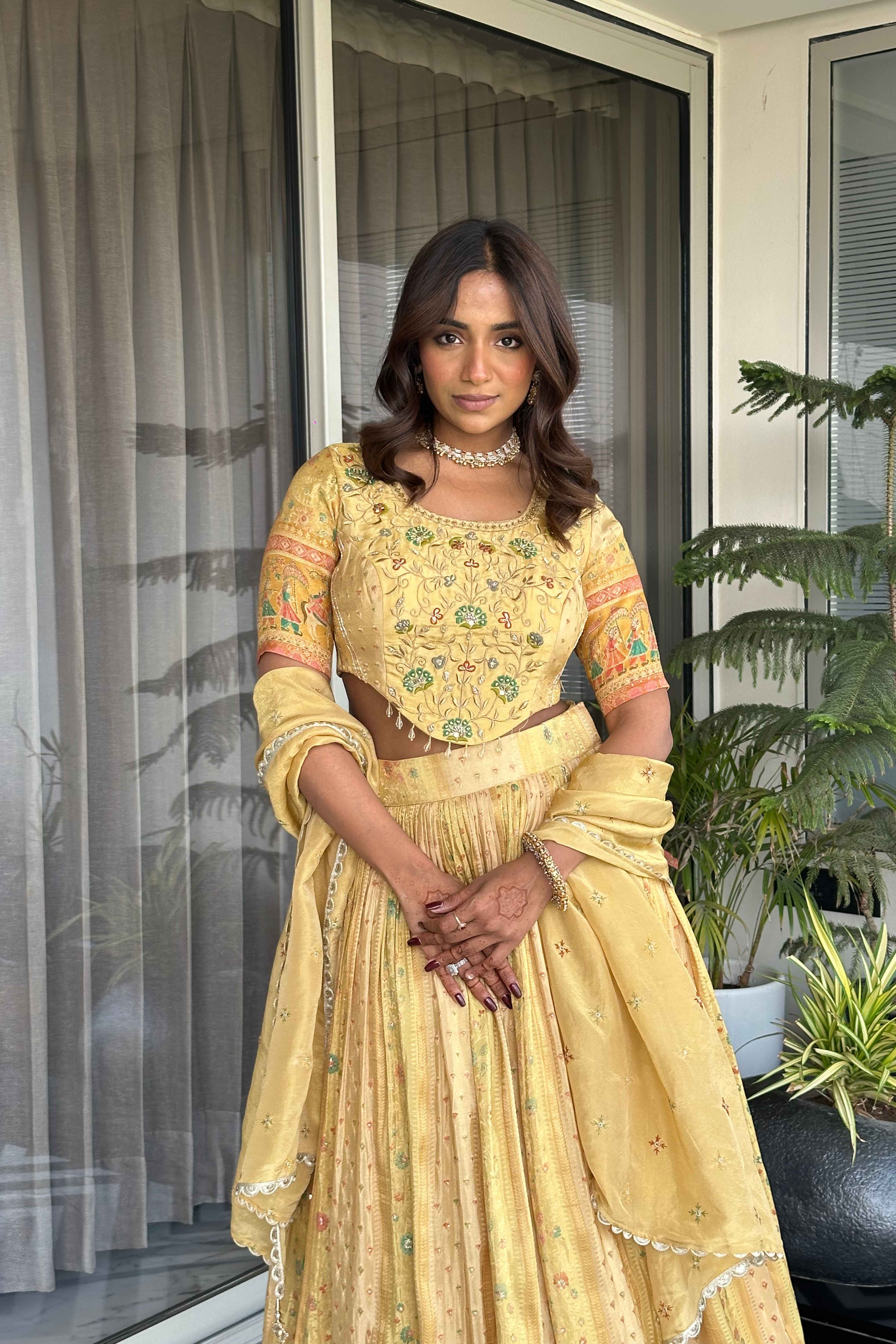 Lime Yellow Lehenga set for Women