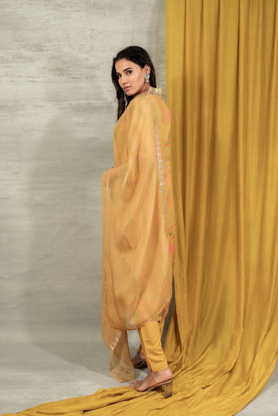 Green salwar suit styling detail — Green Salwar Suit