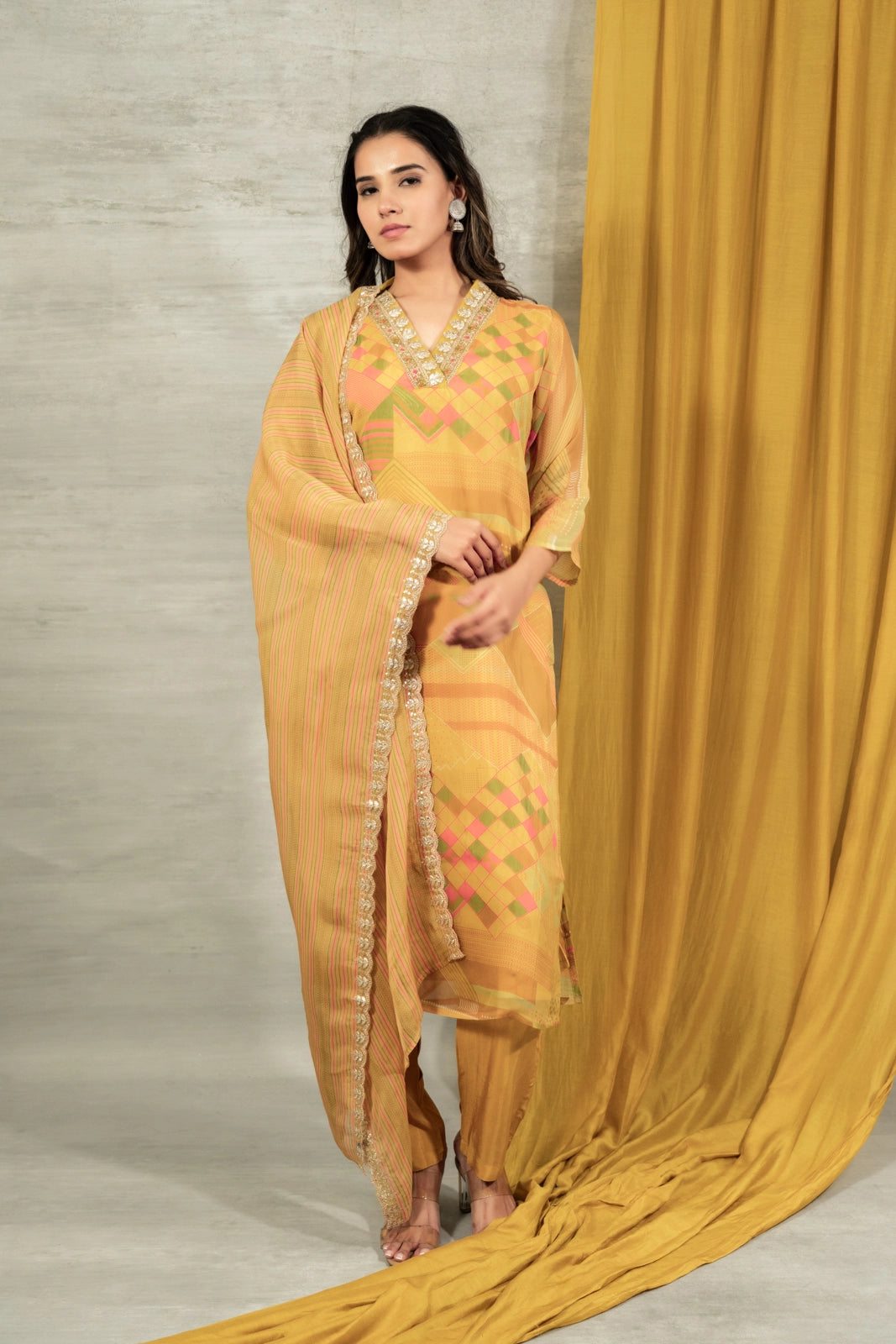 Green salwar suit styling detail — Green Salwar Suit