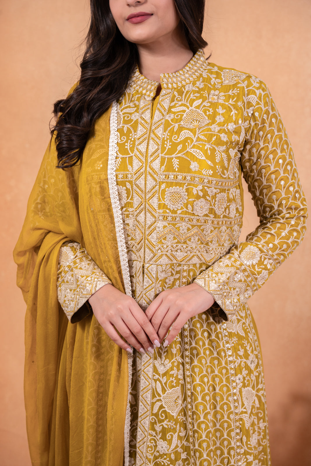 Zari Embroided Chinnon Indo Western Dress for Women