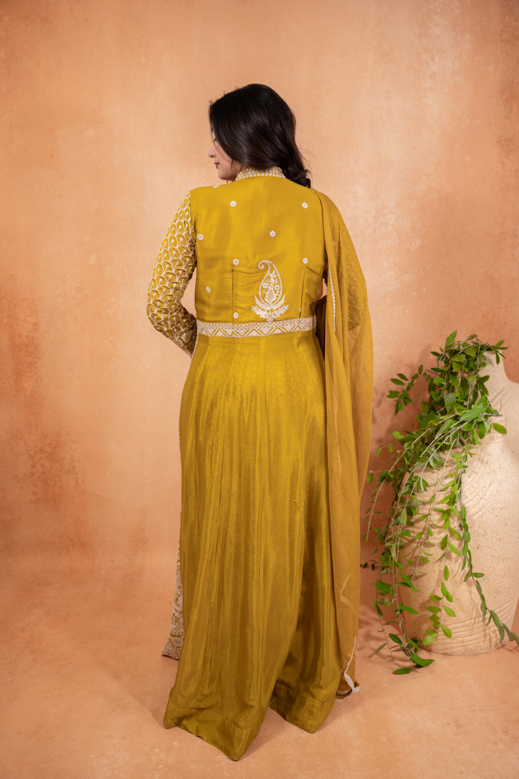 Zari Embroided Chinnon Indo Western Dress for Women