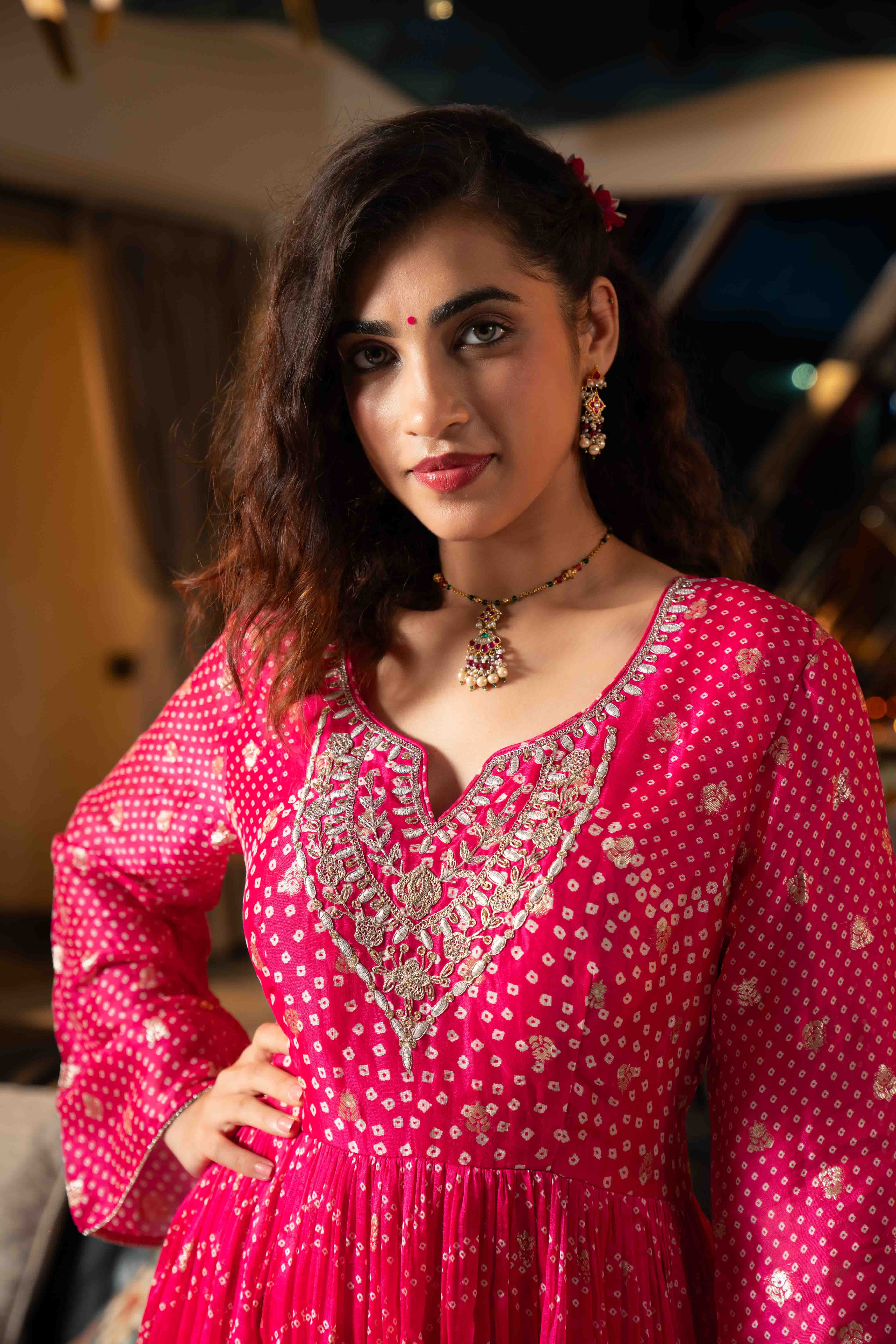 Pink Organza Festive Wear Anarkali Suit