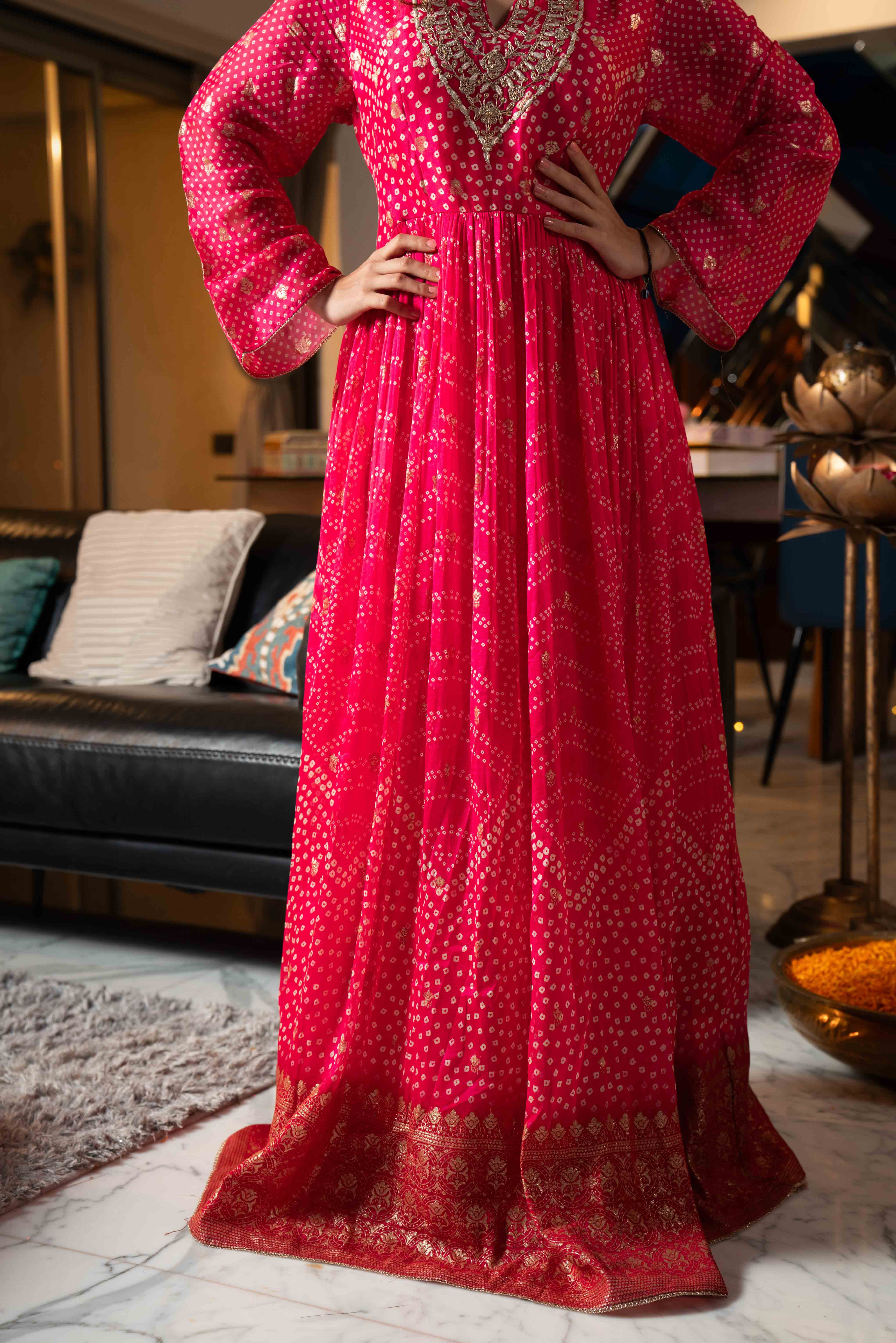 Pink Organza Festive Wear Anarkali Suit