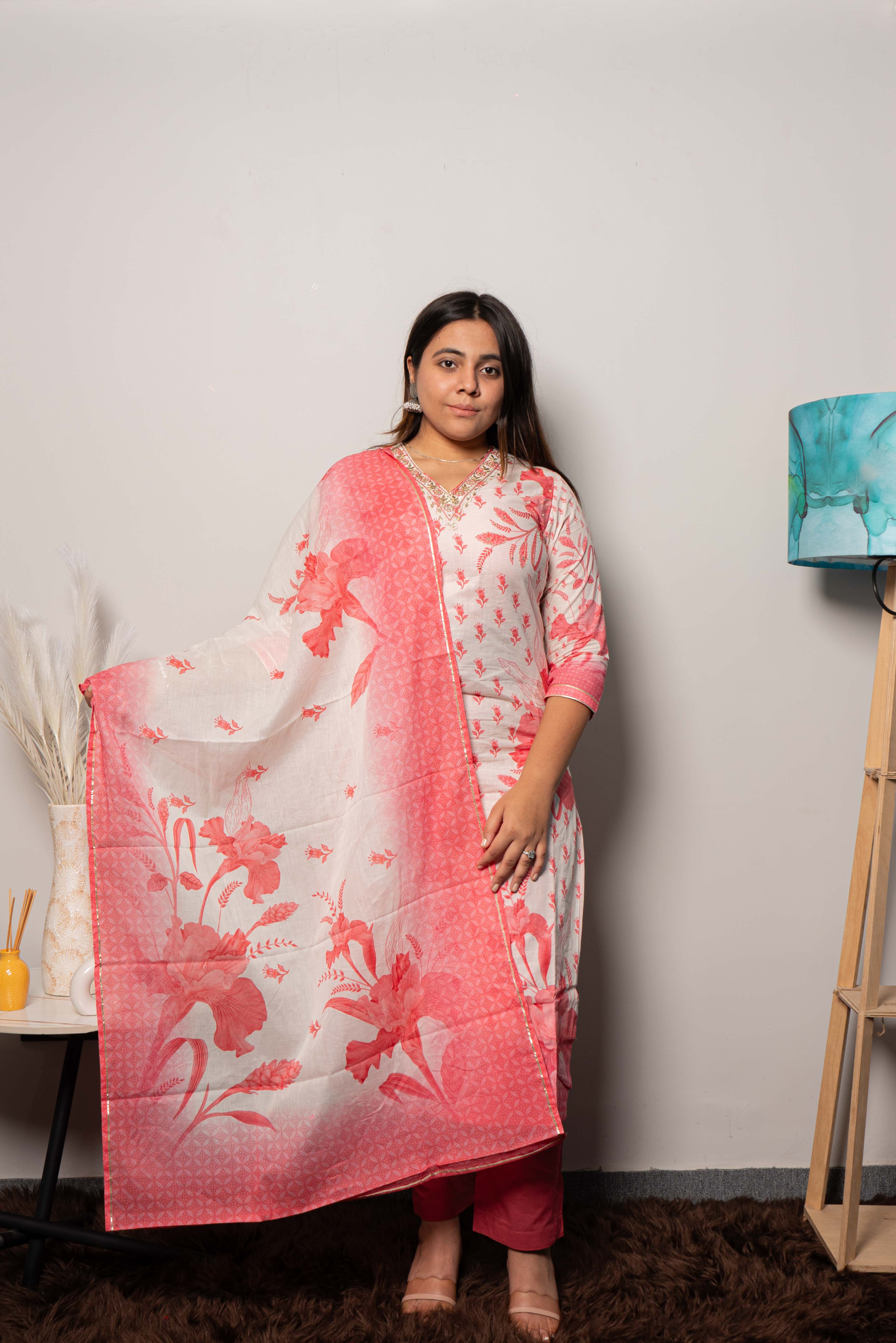 Summer Cotton Floral printed Straight Salwar Suit for Women