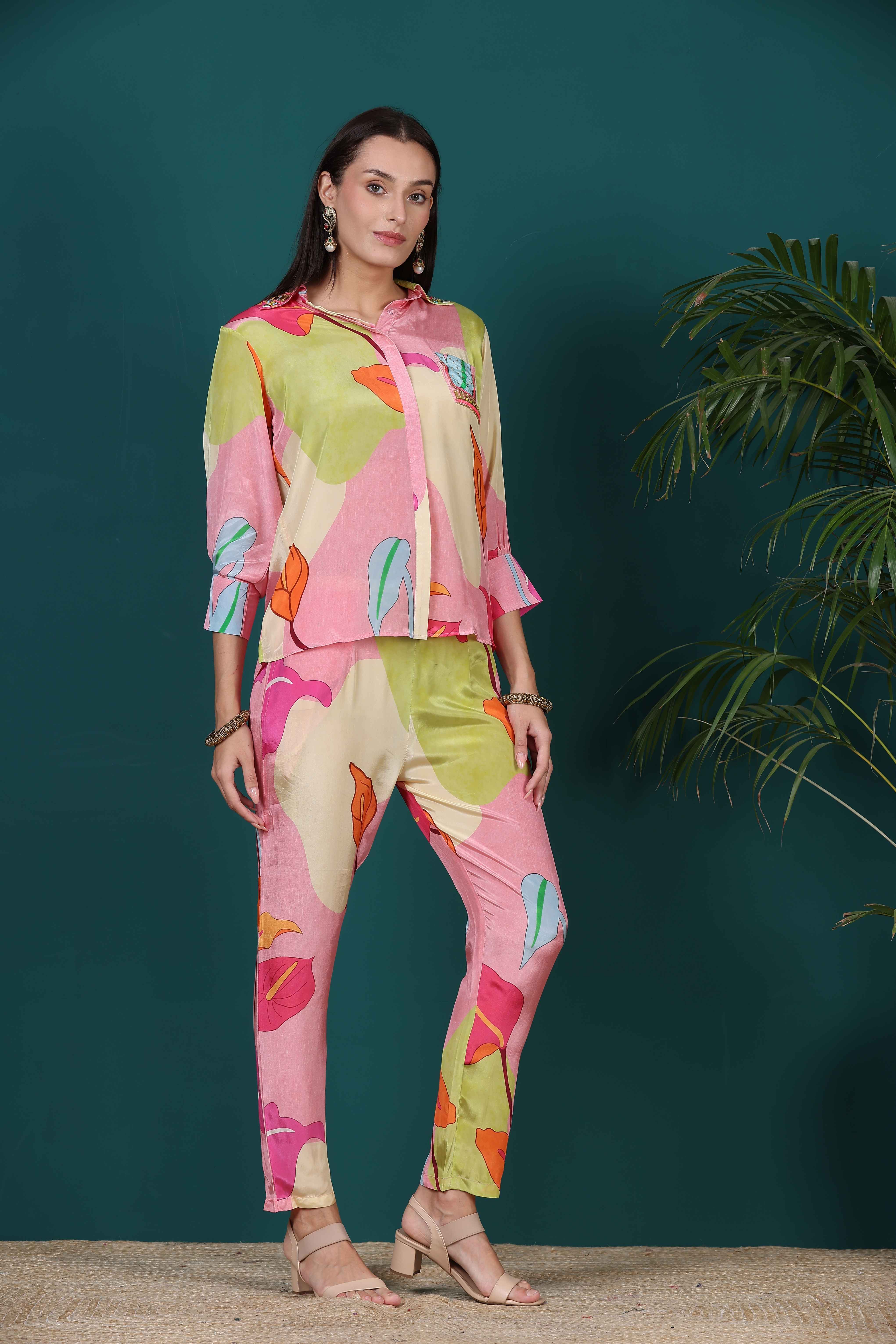 Printed Summer Wear Crepe Co ord Set for Women