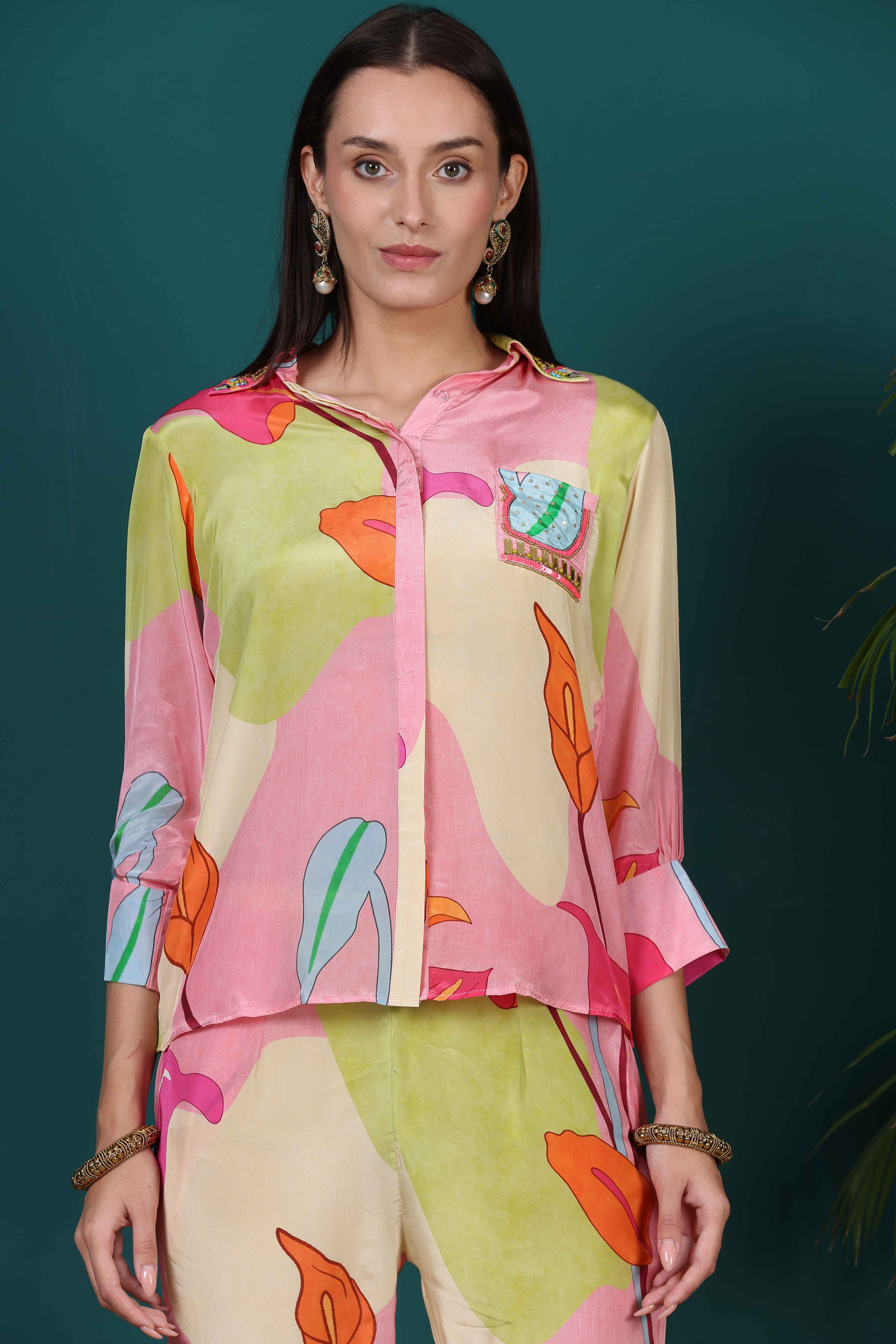 Printed Summer Wear Crepe Co ord Set for Women