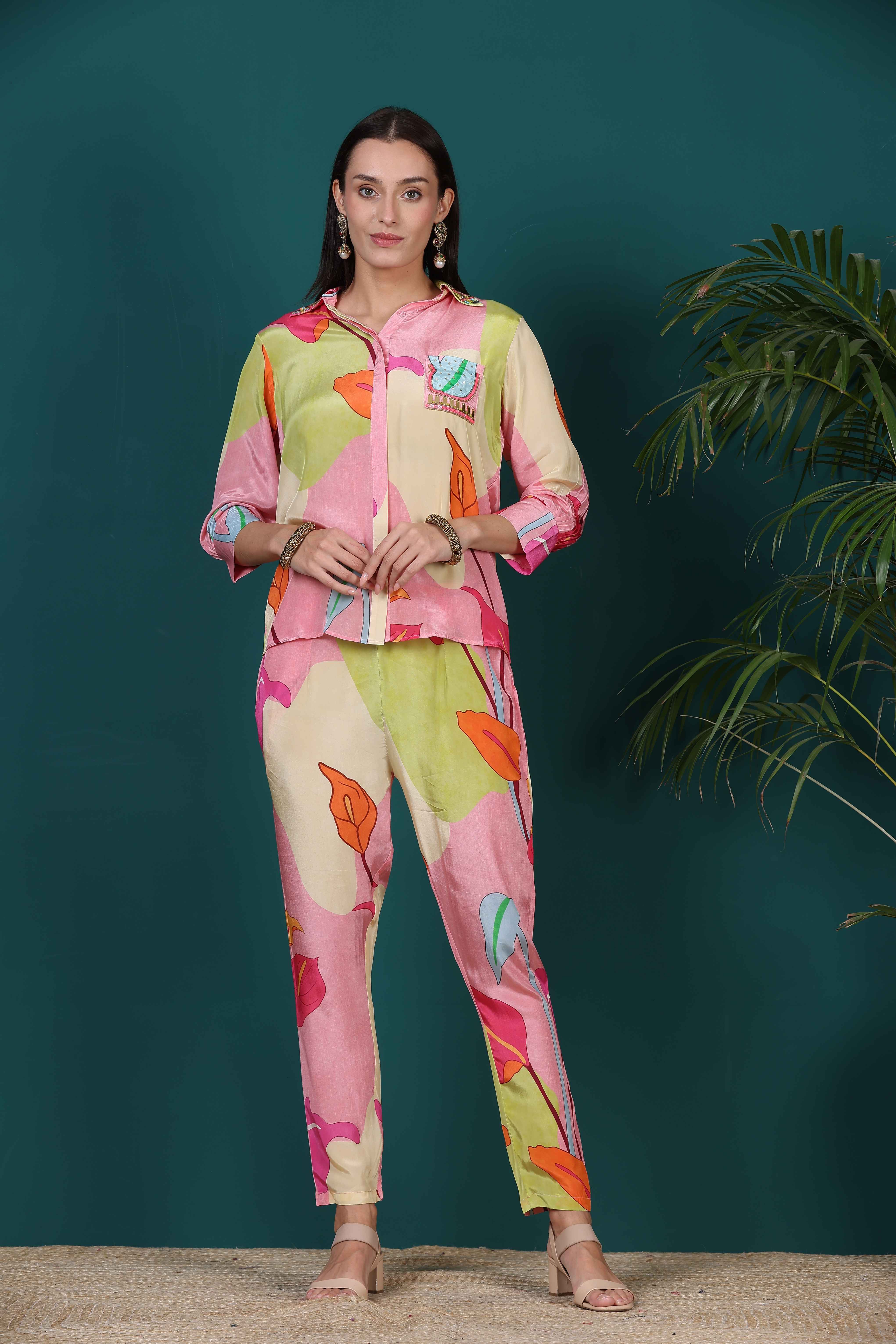 Printed Summer Wear Crepe Co ord Set for Women