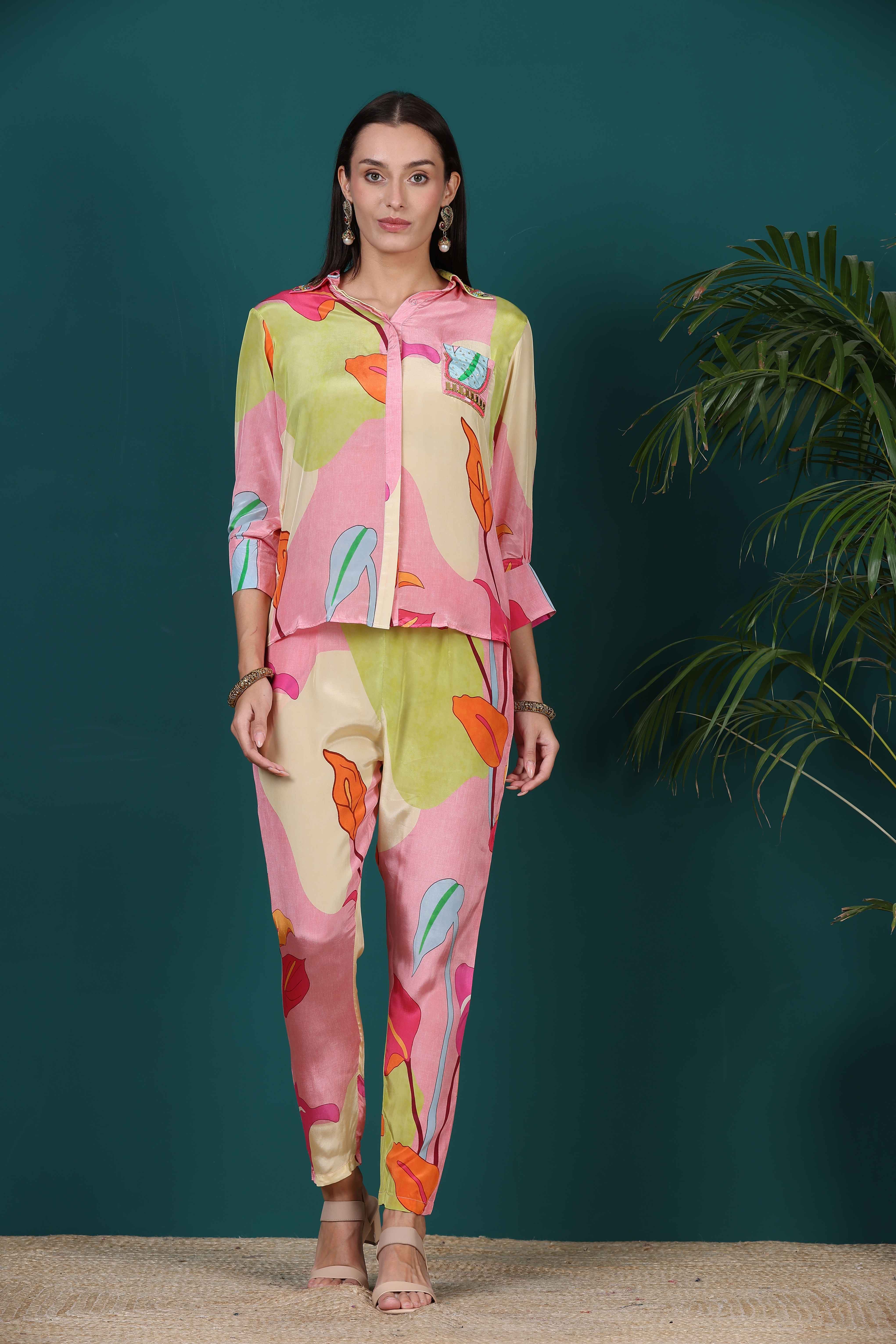 Printed Summer Wear Crepe Co ord Set for Women