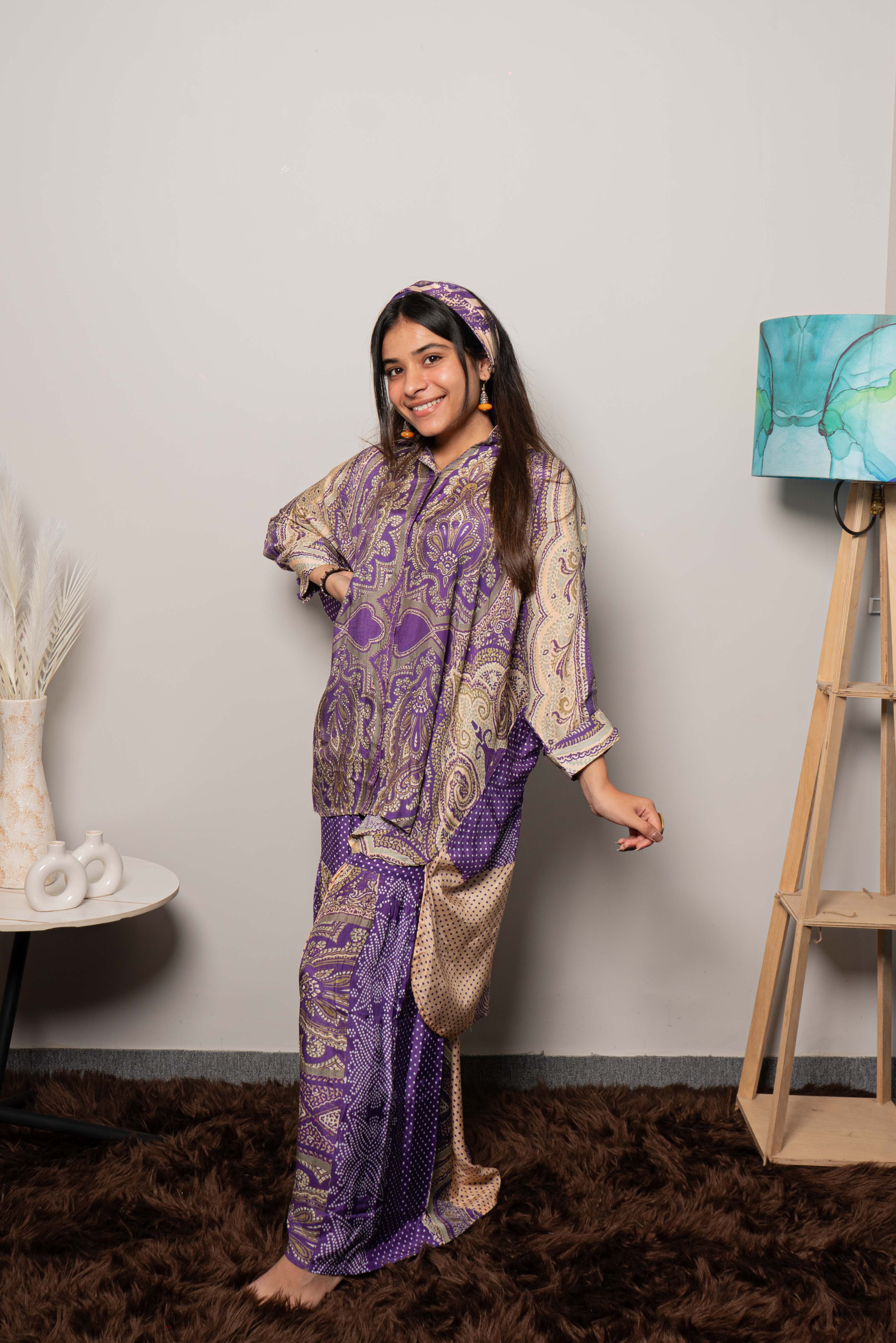 Muslin Silk Printed Co ord set for Women