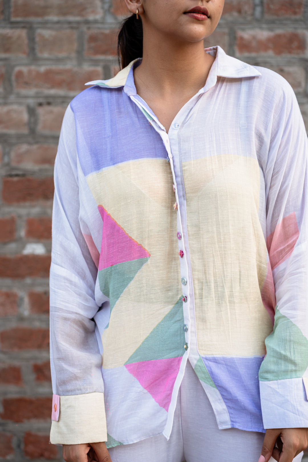 Lavendar Printed Linen Co ord set for Women