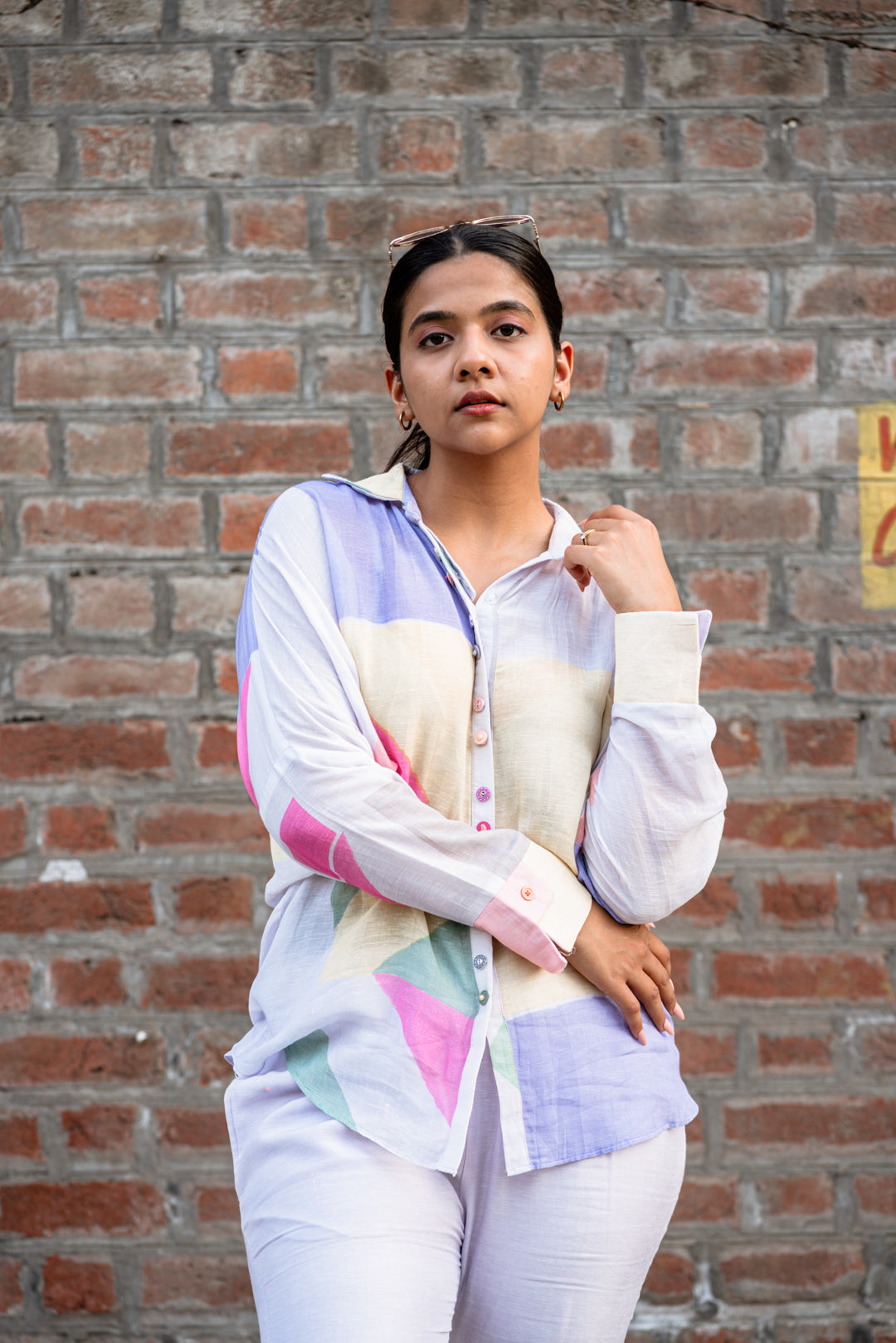 Lavendar Printed Linen Co ord set for Women