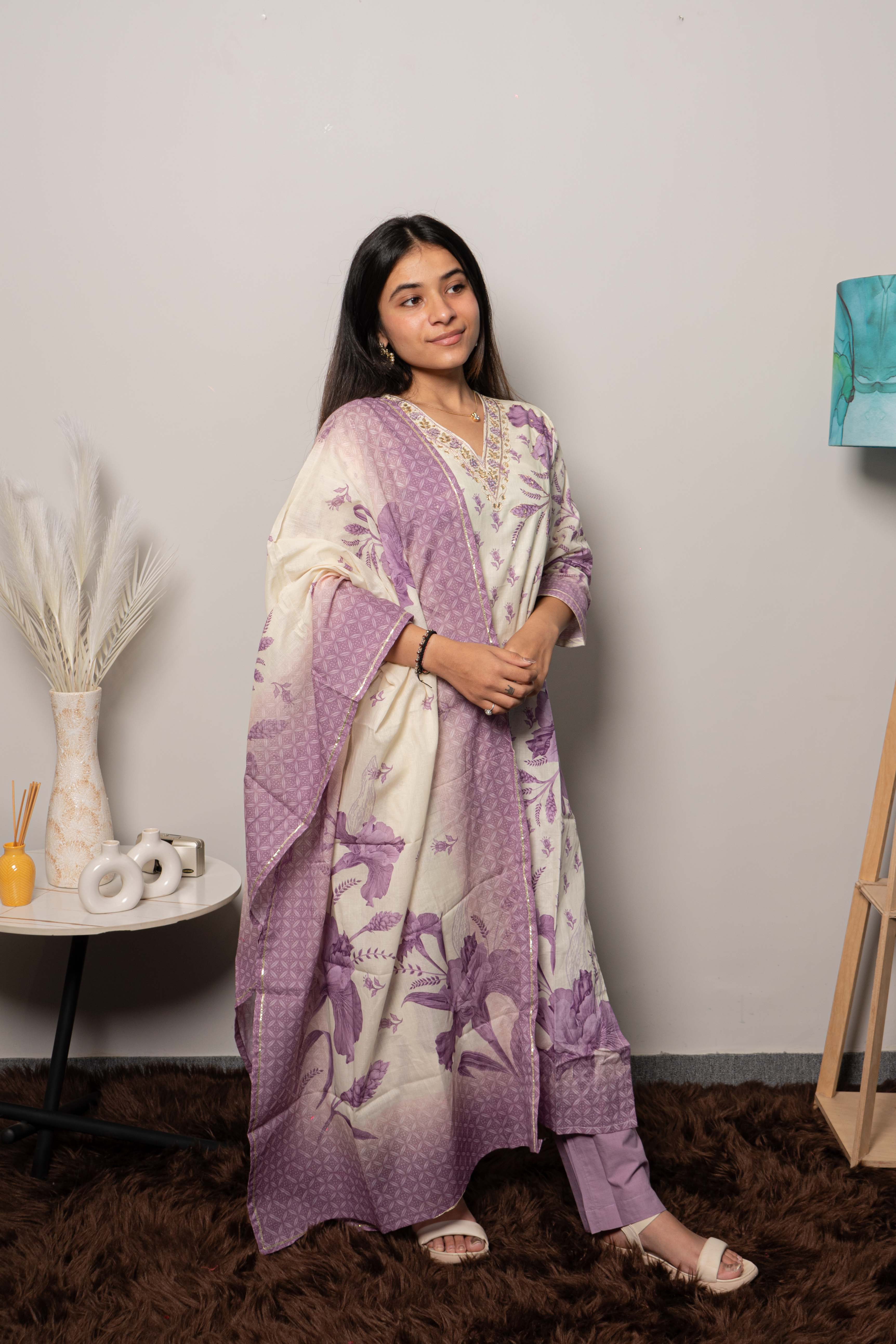 Summer Cotton Floral printed Straight Salwar Suit for Women