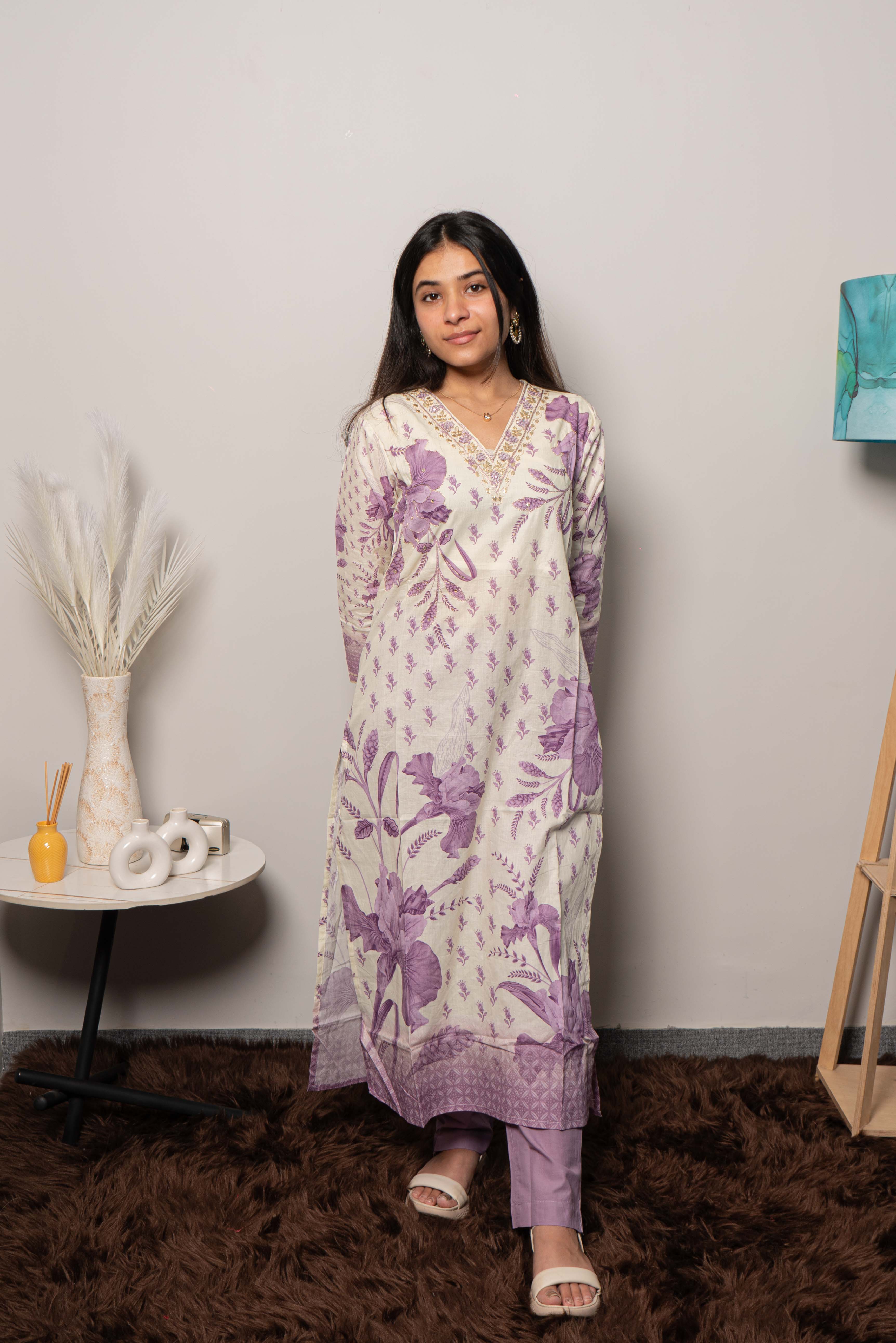 Summer Cotton Floral printed Straight Salwar Suit for Women