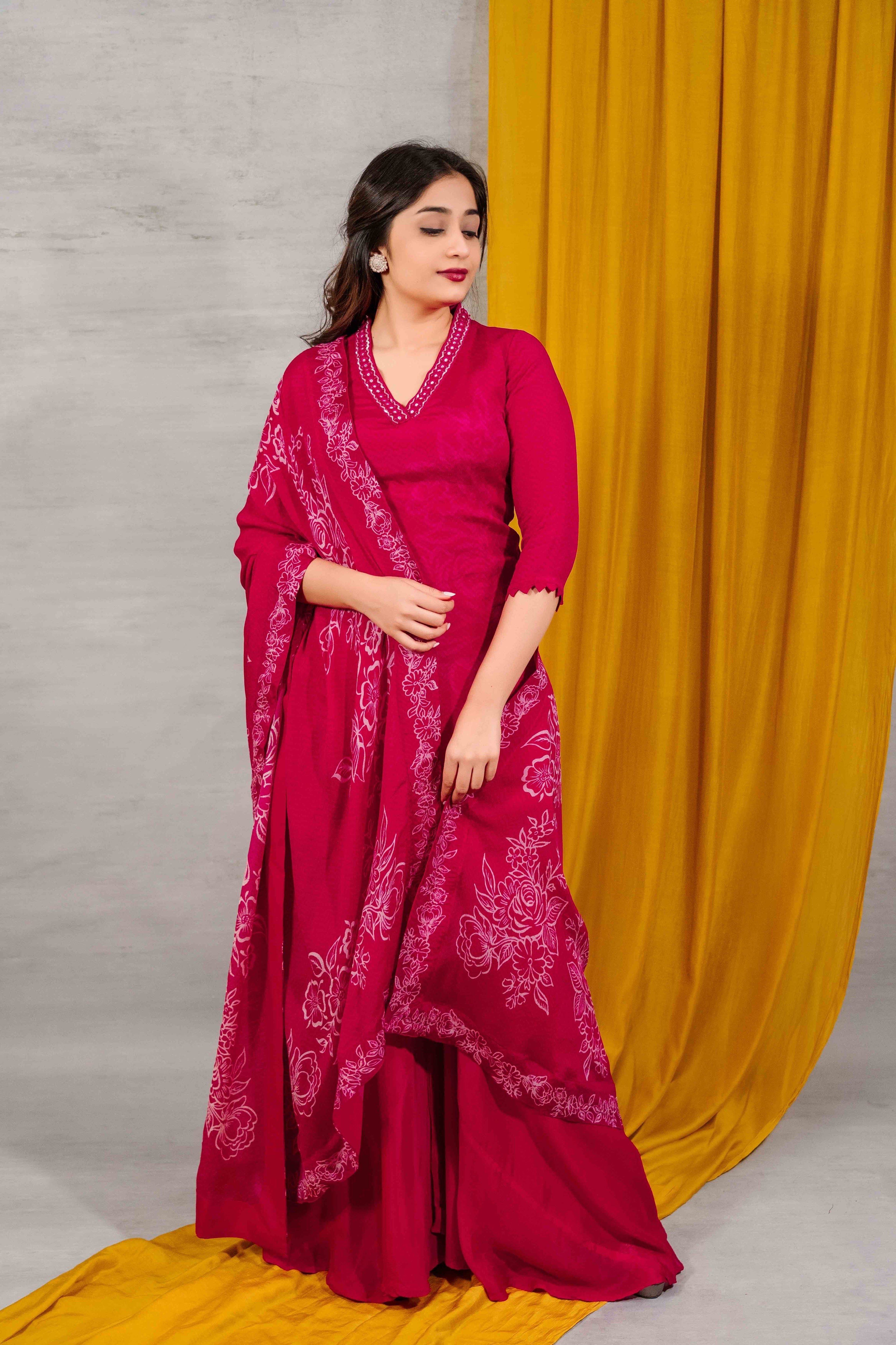 Rani Chinnon Kurti Sharara Set for Women
