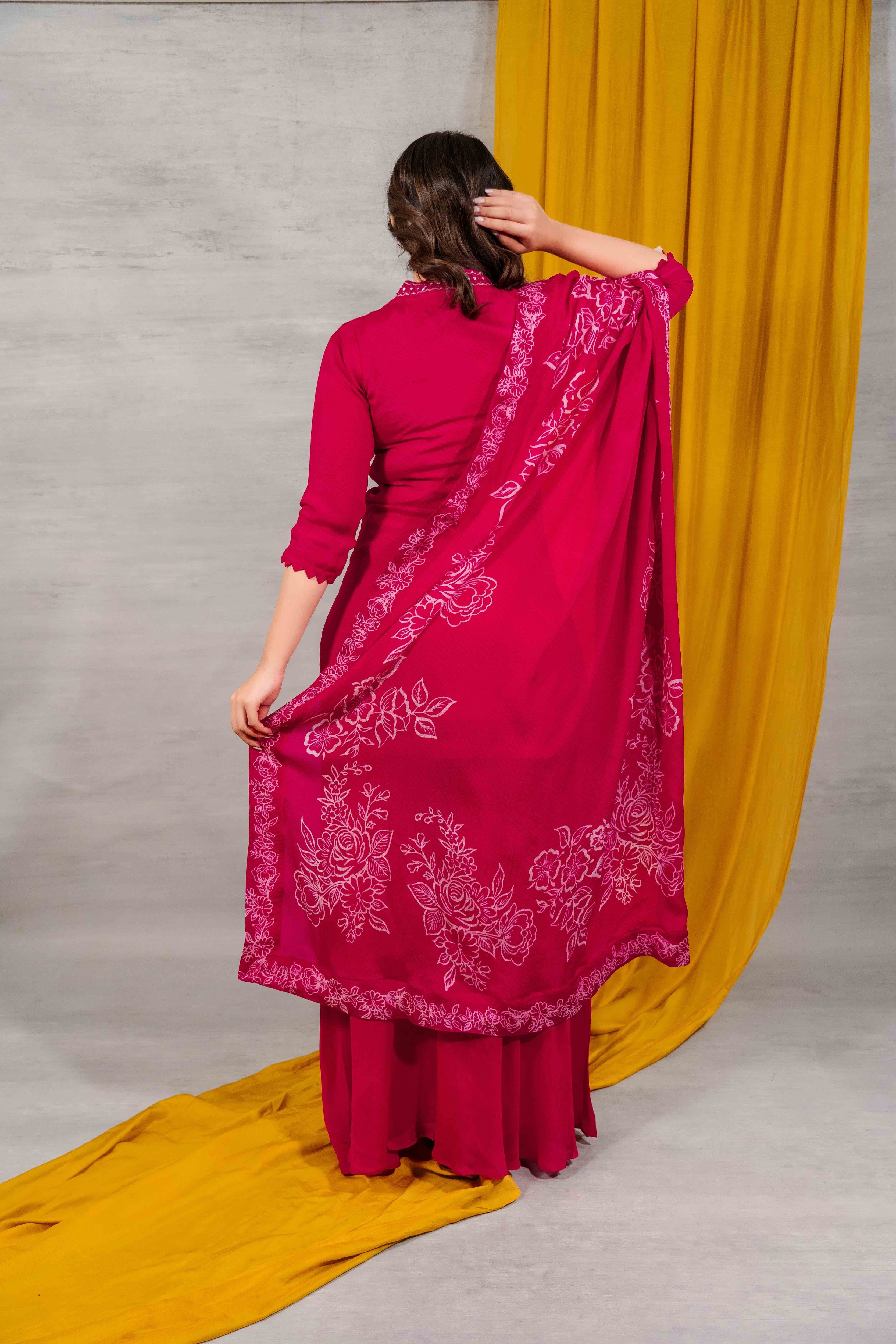 Rani Chinnon Kurti Sharara Set for Women