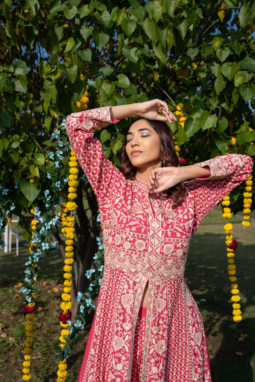 Zari Embroided Chinnon Indo Western Dress for Women