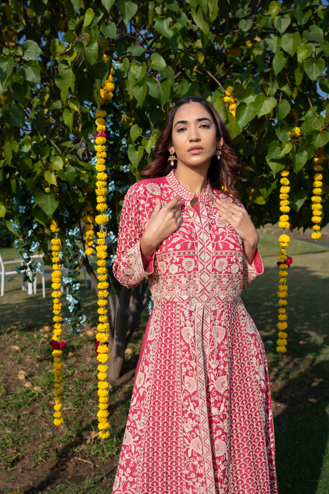 Zari Embroided Chinnon Indo Western Dress for Women