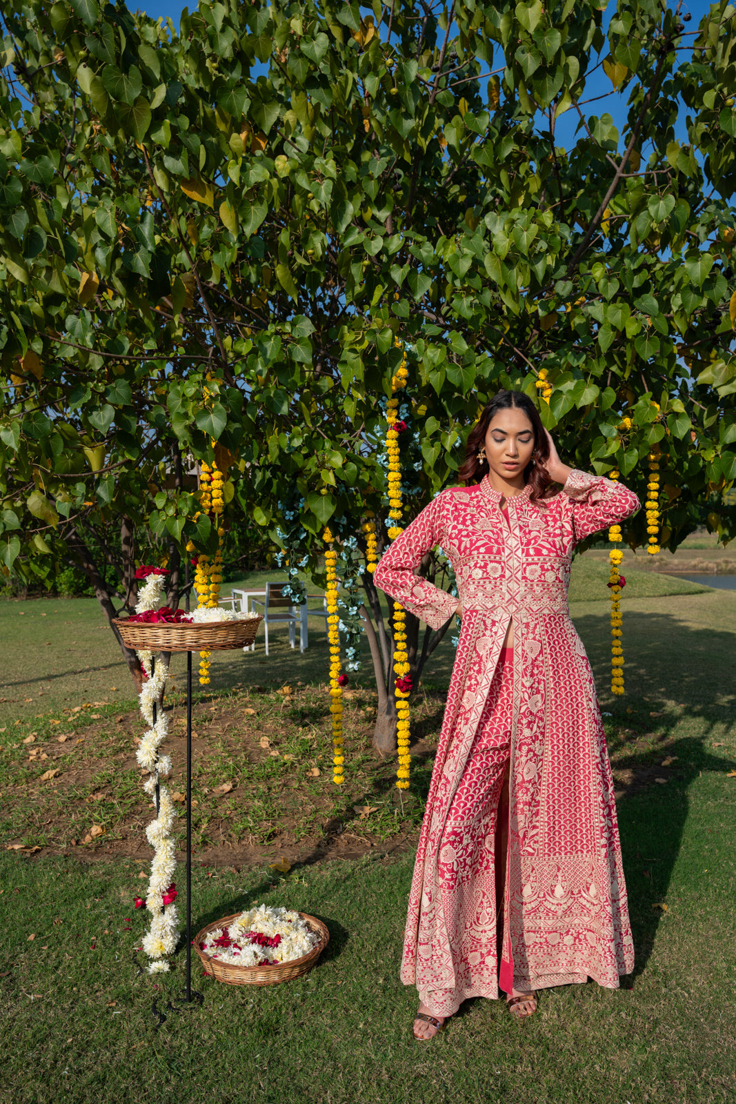 Zari Embroided Chinnon Indo Western Dress for Women