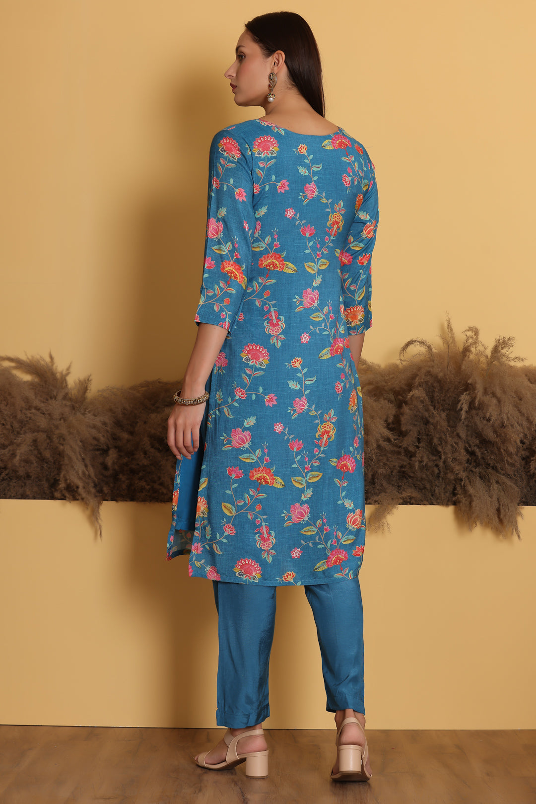 Sky Blue Muslin Kurta Set for Women