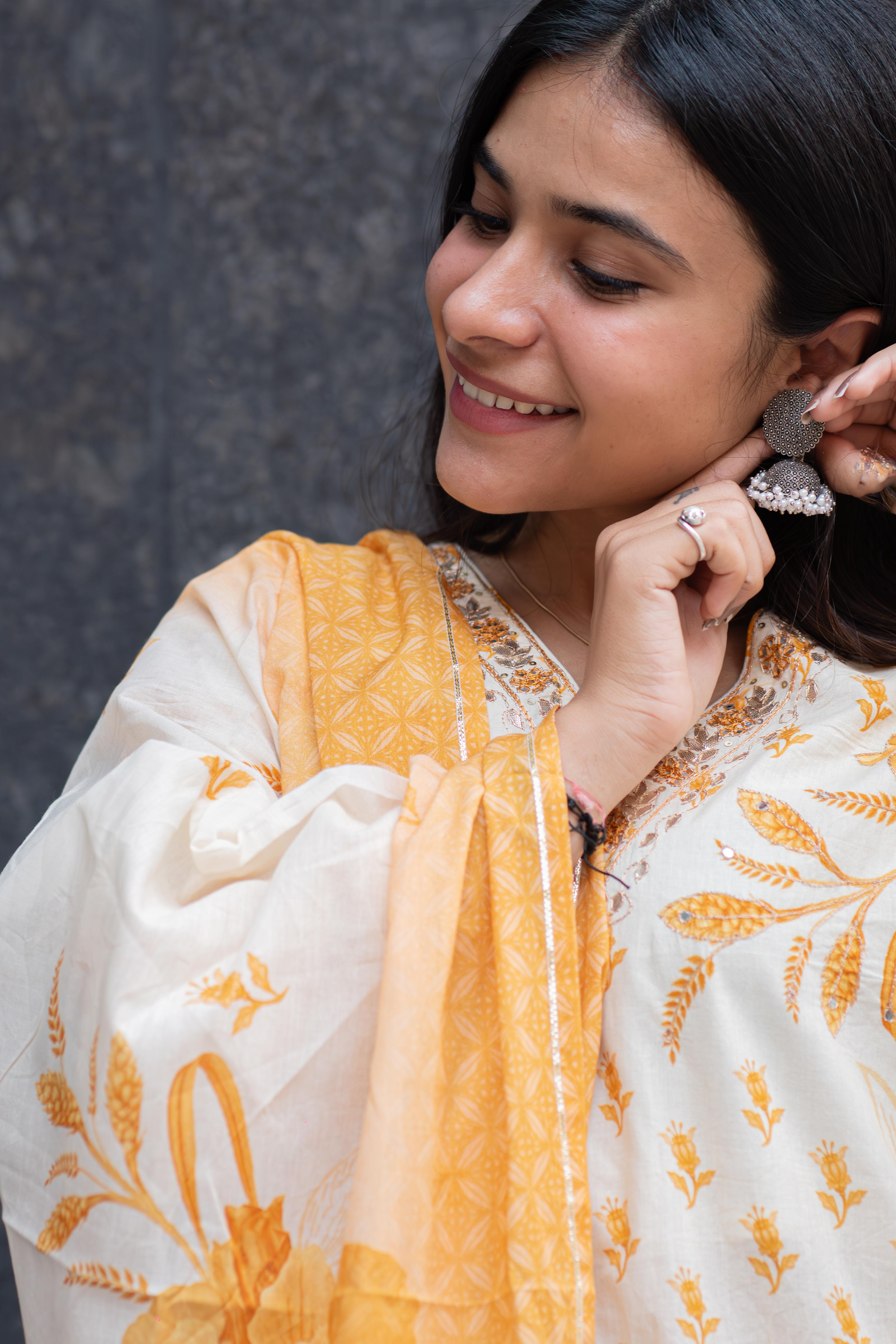 Summer Cotton Floral printed Straight Salwar Suit for Women