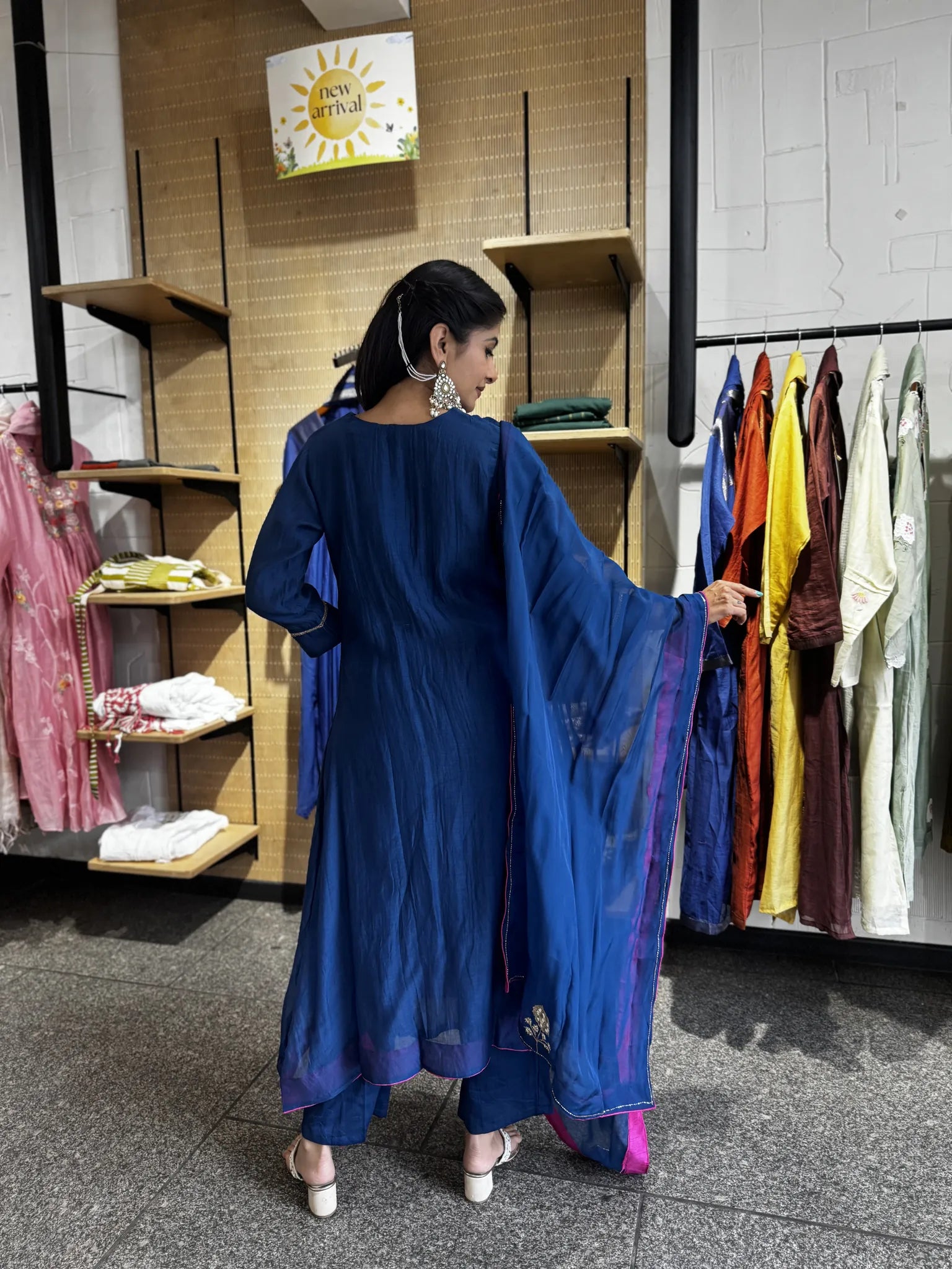 A-Line Mul Chanderi Kurta Set with Dupatta