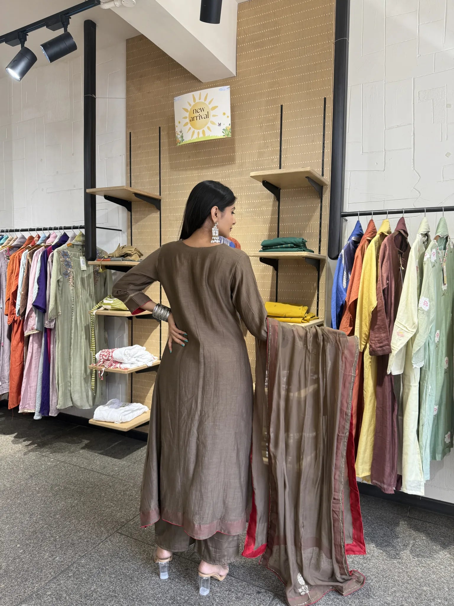 A-Line Mul Chanderi Kurta Set with Dupatta